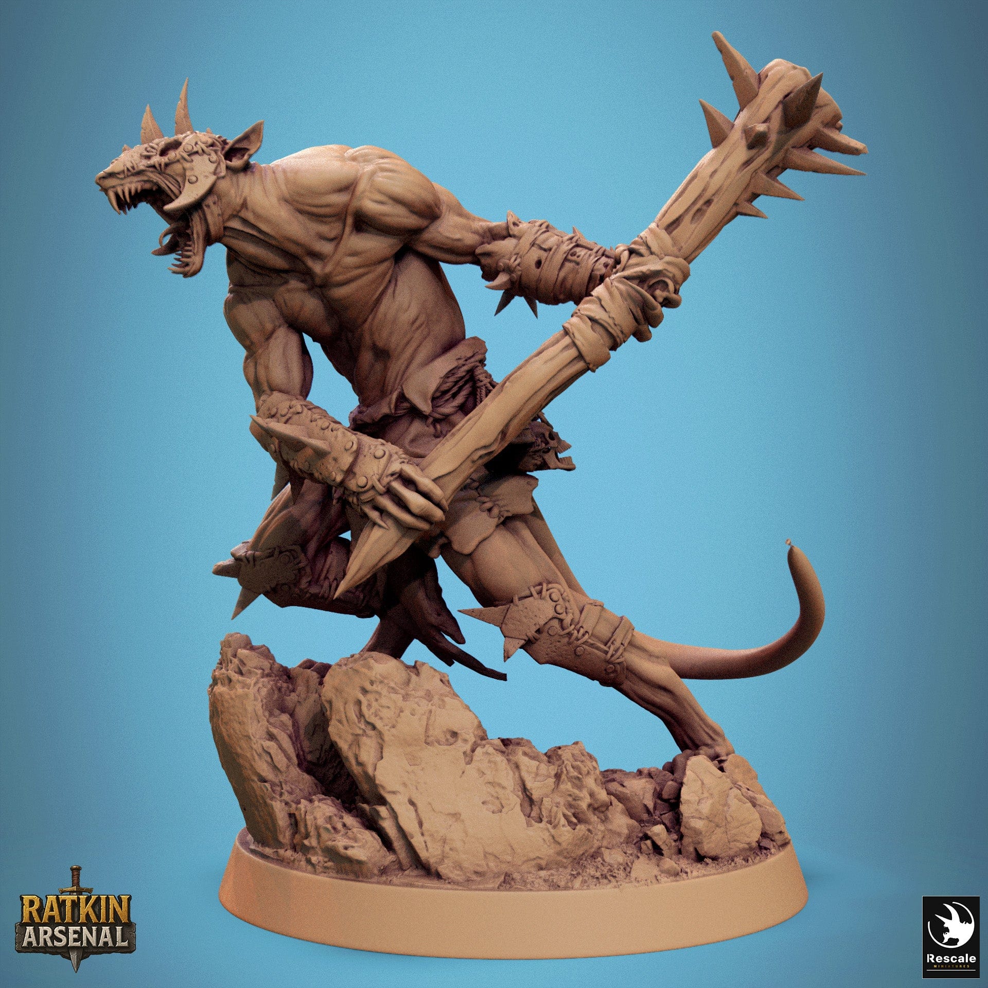 Fantasy Humanoid Rat Folk Soldiers 32mm Rescale Miniatures Attack Mace Quality Miniatures - Qumi Wargaming Mini Model Figure