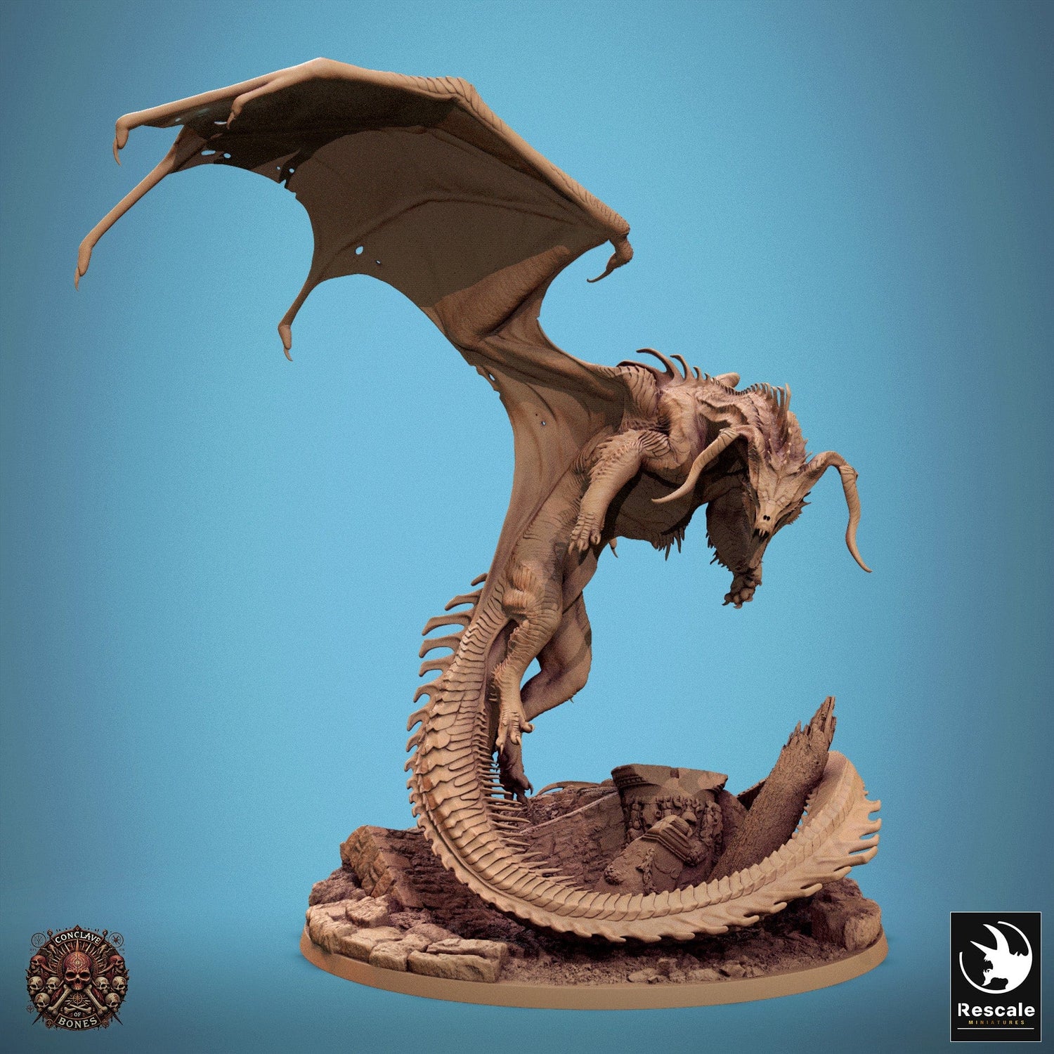Dragon Black Dragon Tabletop Miniature by Qumi, 3D printed resin tabletop miniature for RPGs, wargaming and painting