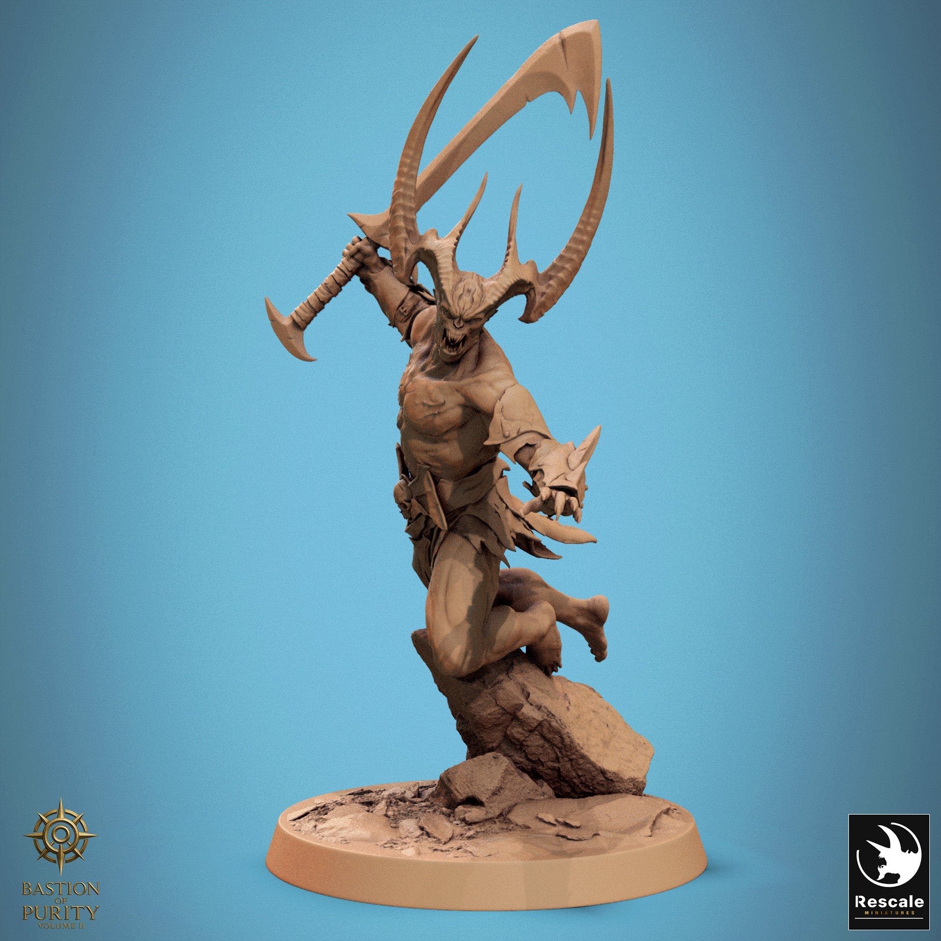 Humanoid Warrior Horned Blade 32mm Rescale Miniatures - Quality Miniatures - Qumi