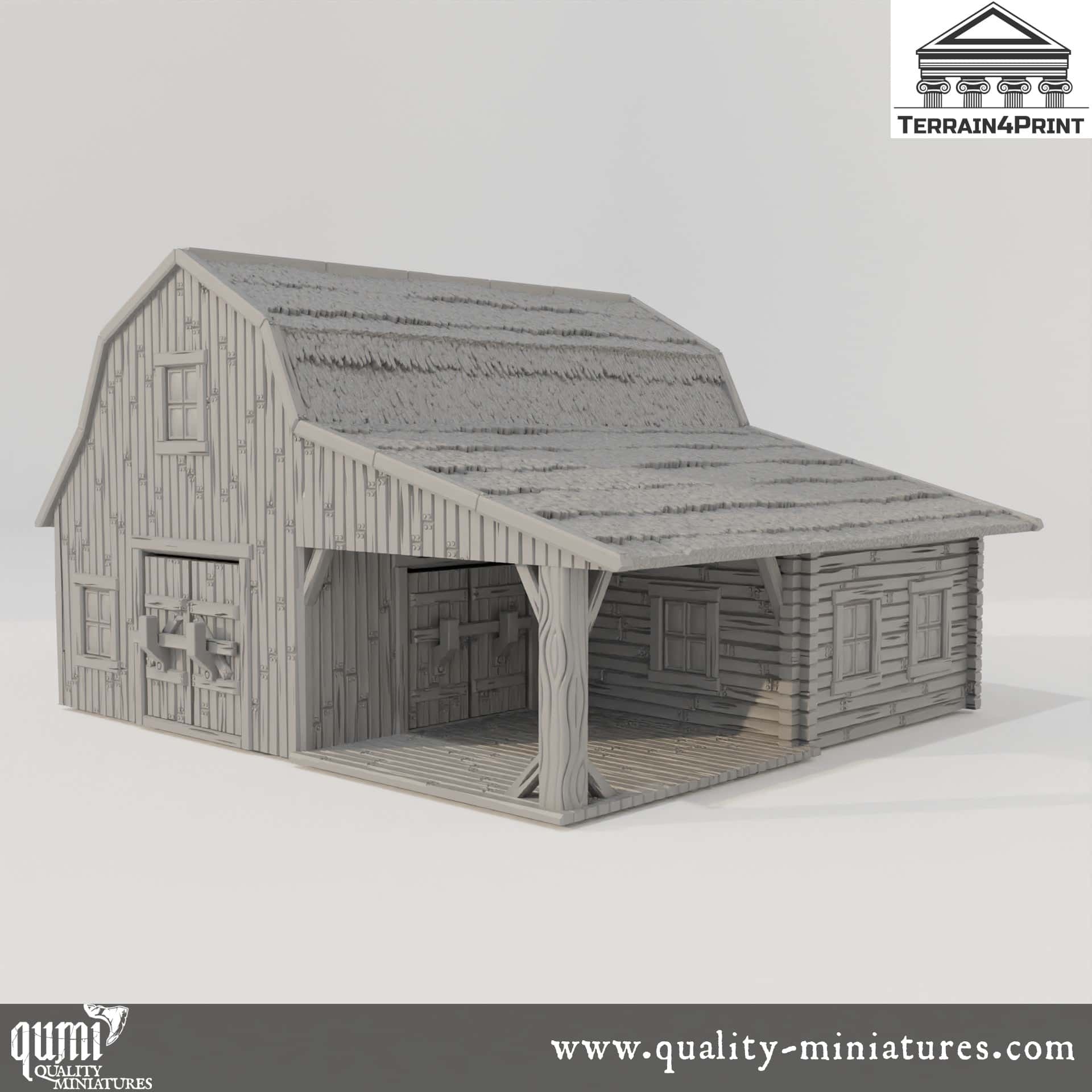 Big Barn Hrimstead - Resin Print - Tabletop RPG Terrain - Terrain4Print - Qumi Quality Miniatures - Qumi Wargaming Mini Model Figure