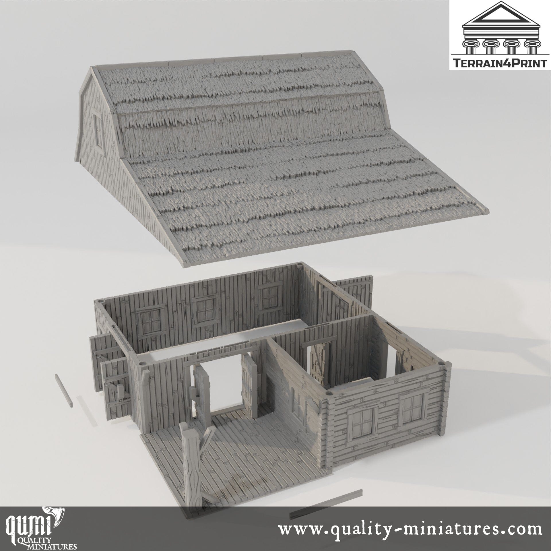 Big Barn Hrimstead - Resin Print - Tabletop RPG Terrain - Terrain4Print - Qumi Quality Miniatures - Qumi Wargaming Mini Model Figure