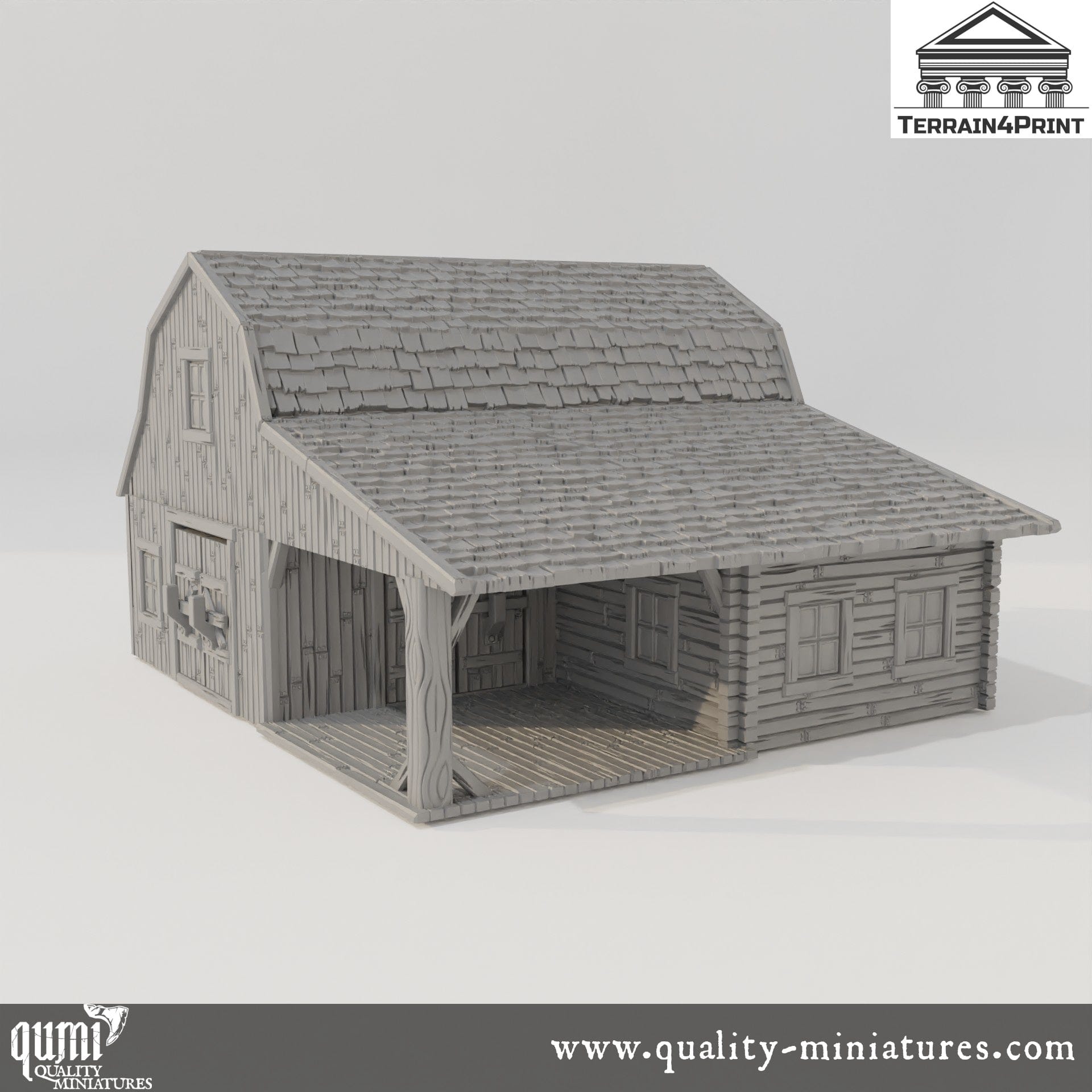Big Barn Hrimstead - Resin Print - Tabletop RPG Terrain - Terrain4Print - Qumi Quality Miniatures - Qumi Wargaming Mini Model Figure