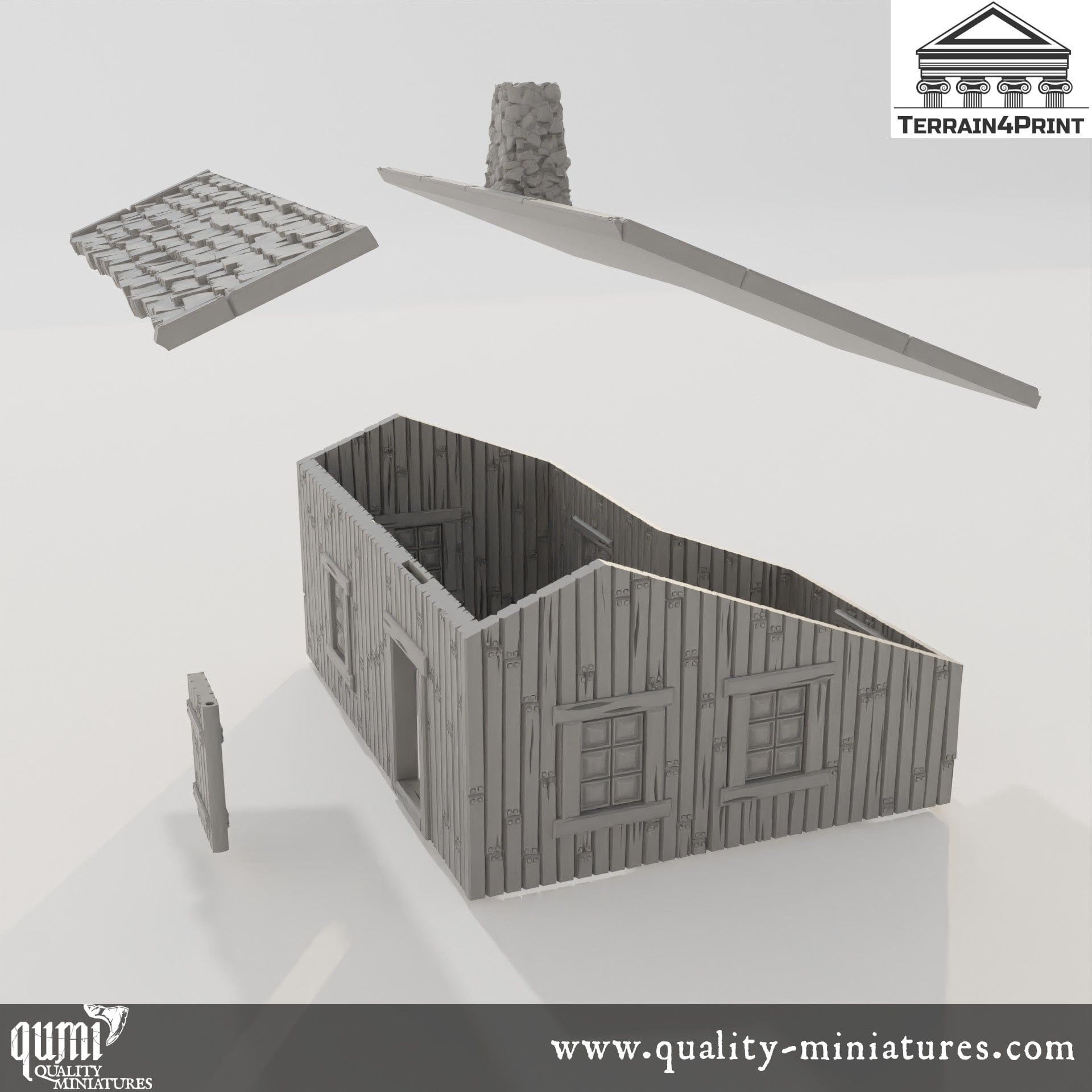 Big Cabin with Chimney Hrimstead - Resin Print - Tabletop RPG Terrain - Terrain4Print - Qumi Quality Miniatures - Qumi Wargaming Mini Model Figure