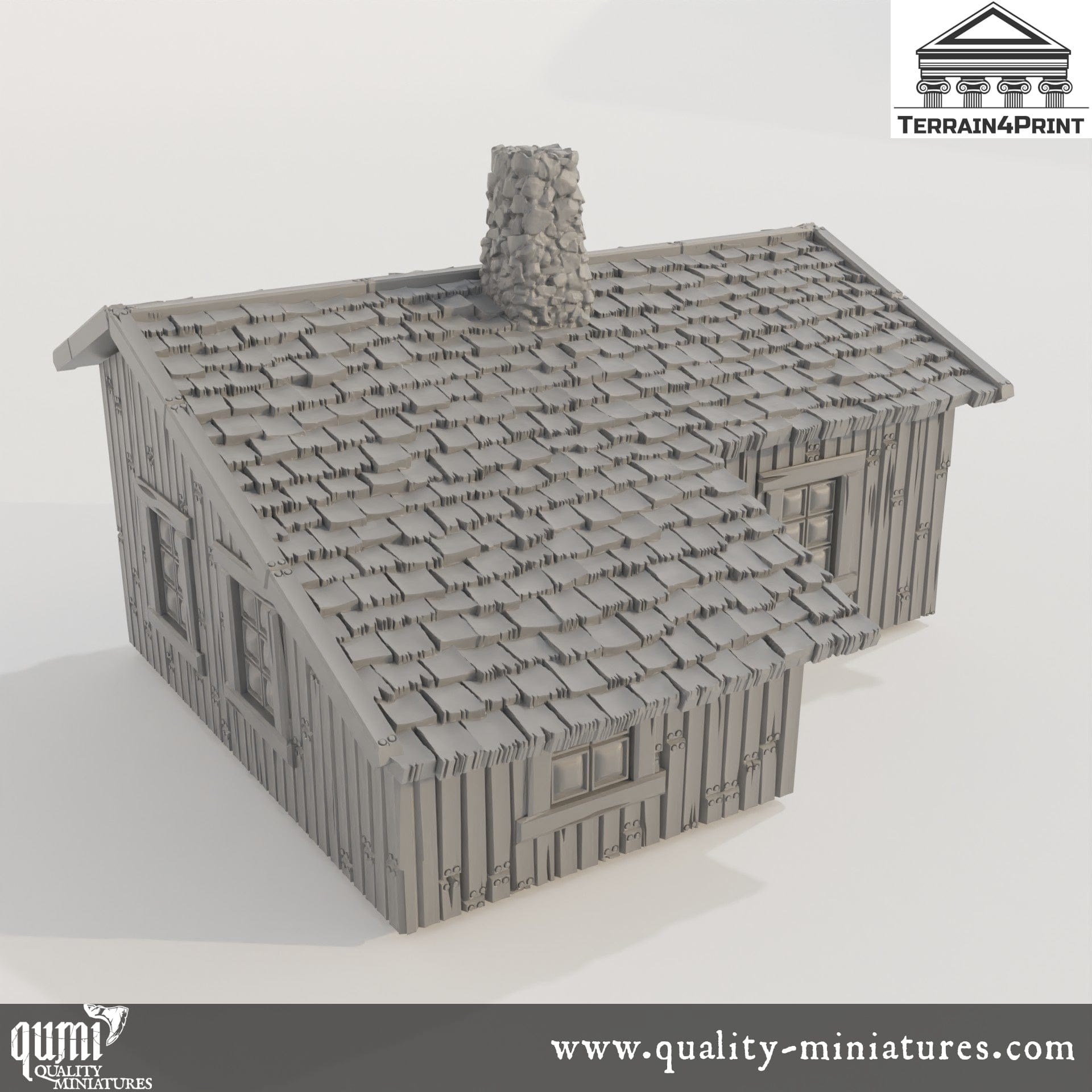 Big Cabin with Chimney Hrimstead - Resin Print - Tabletop RPG Terrain - Terrain4Print - Qumi Quality Miniatures - Qumi Wargaming Mini Model Figure