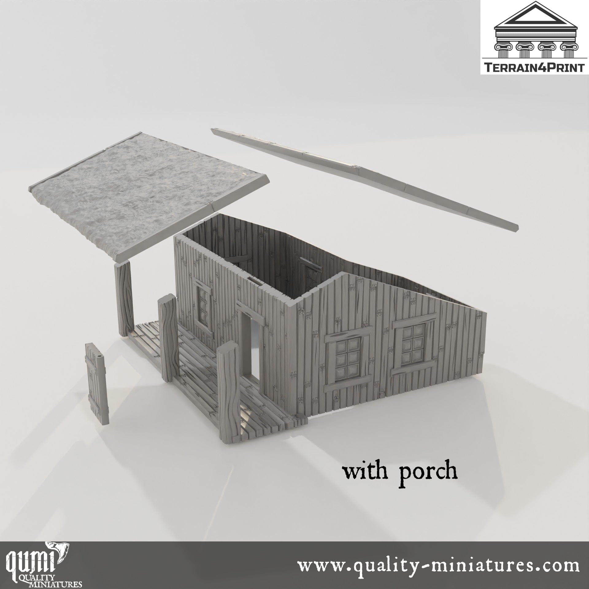 Big Cabin with Porch Hrimstead - Resin Print - Tabletop RPG Terrain - Terrain4Print - Qumi Quality Miniatures - Qumi Wargaming Mini Model Figure