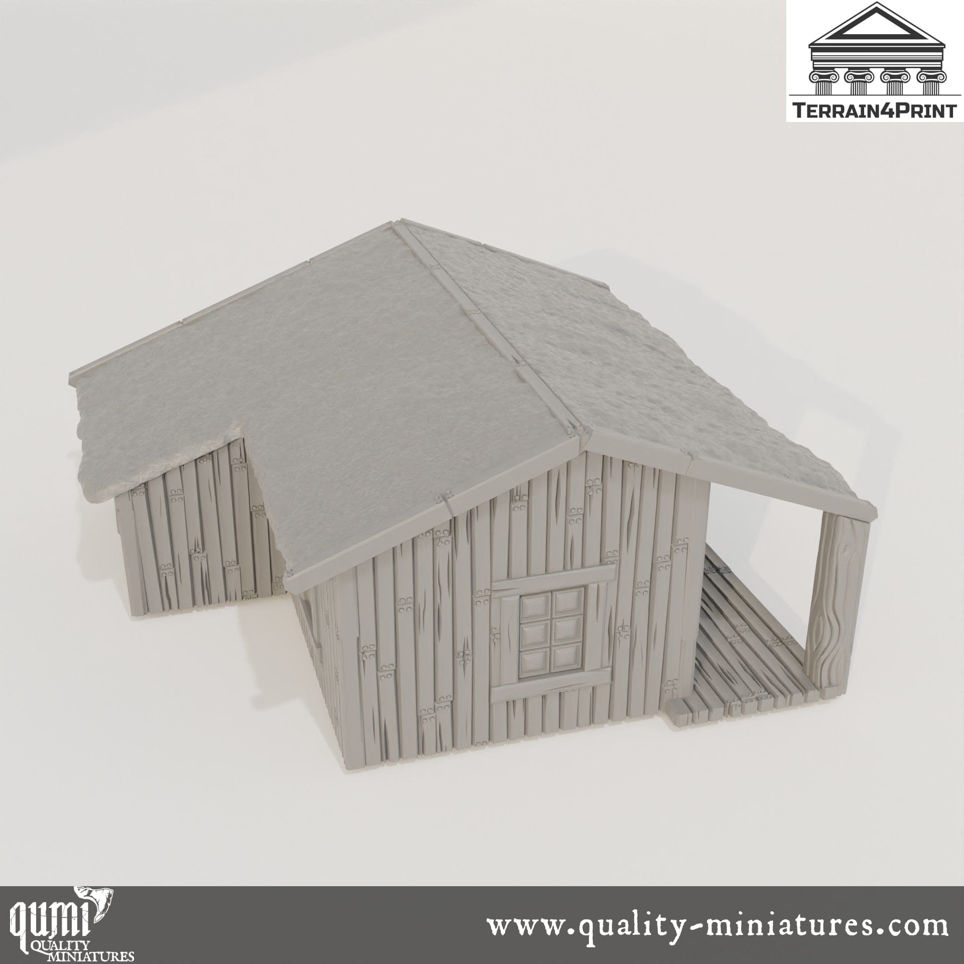 Big Cabin with Porch Hrimstead - Resin Print - Tabletop RPG Terrain - Terrain4Print - Qumi Quality Miniatures - Qumi Wargaming Mini Model Figure