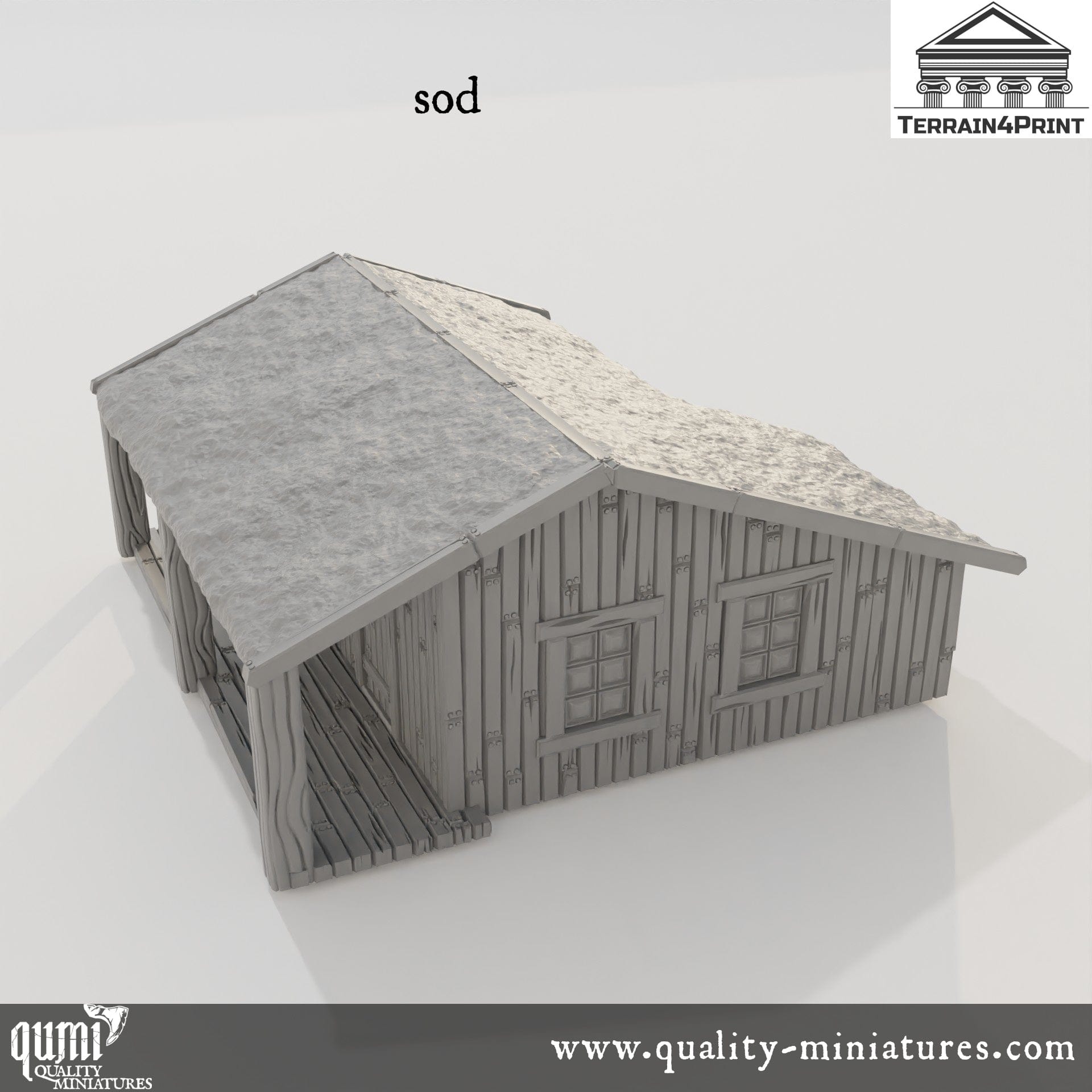 Big Cabin with Porch Hrimstead - Resin Print - Tabletop RPG Terrain - Terrain4Print - Qumi Quality Miniatures - Qumi Wargaming Mini Model Figure