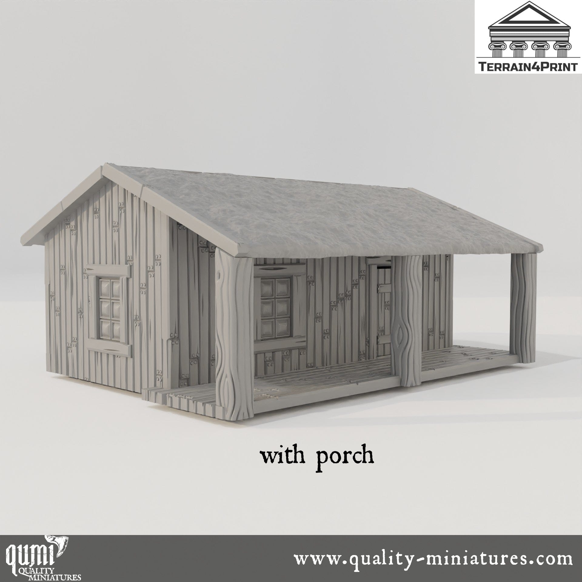 Big Cabin with Porch Hrimstead - Resin Print - Tabletop RPG Terrain - Terrain4Print - Qumi Quality Miniatures - Qumi Wargaming Mini Model Figure