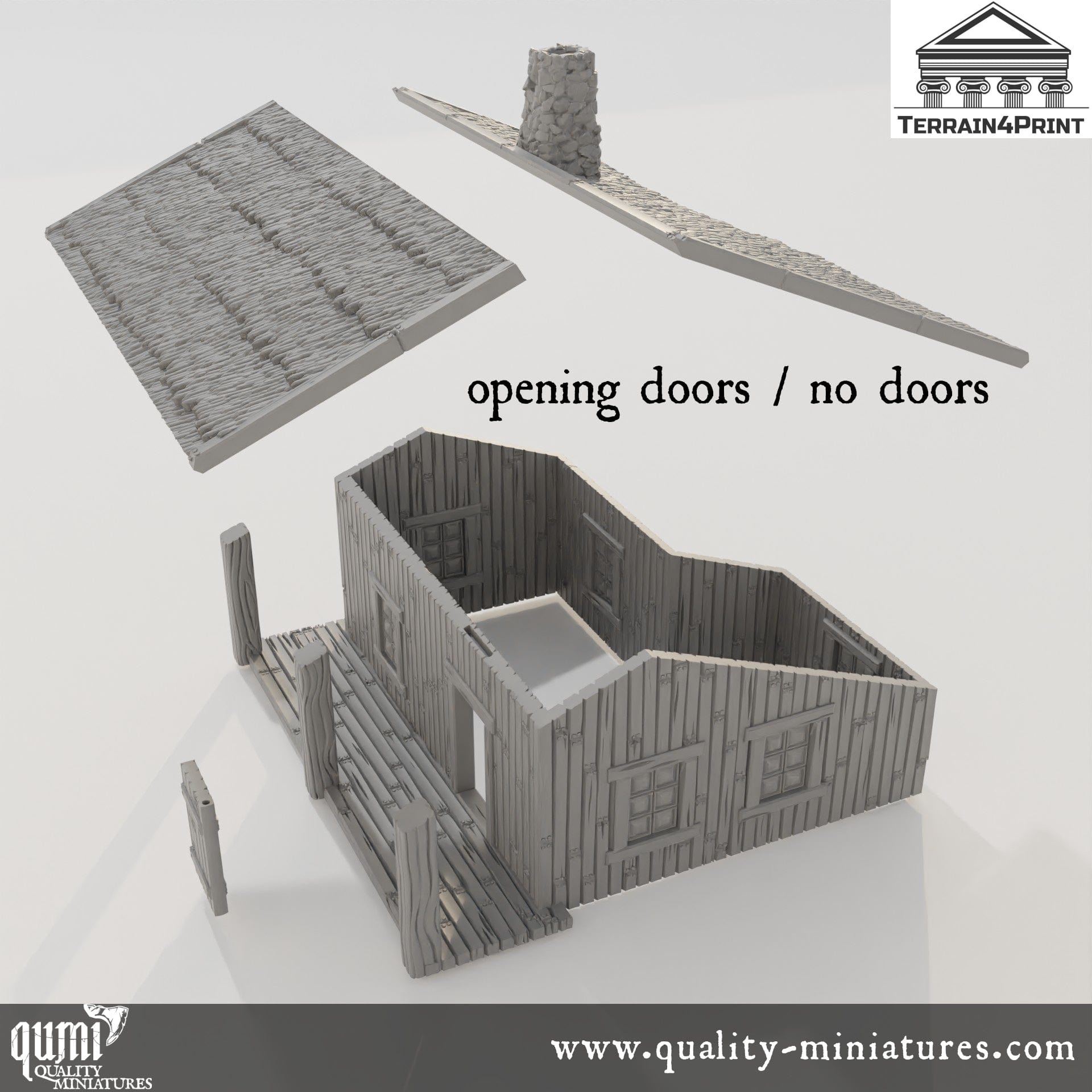 Big Cabin with Porch Hrimstead - Resin Print - Tabletop RPG Terrain - Terrain4Print - Qumi Quality Miniatures - Qumi Wargaming Mini Model Figure