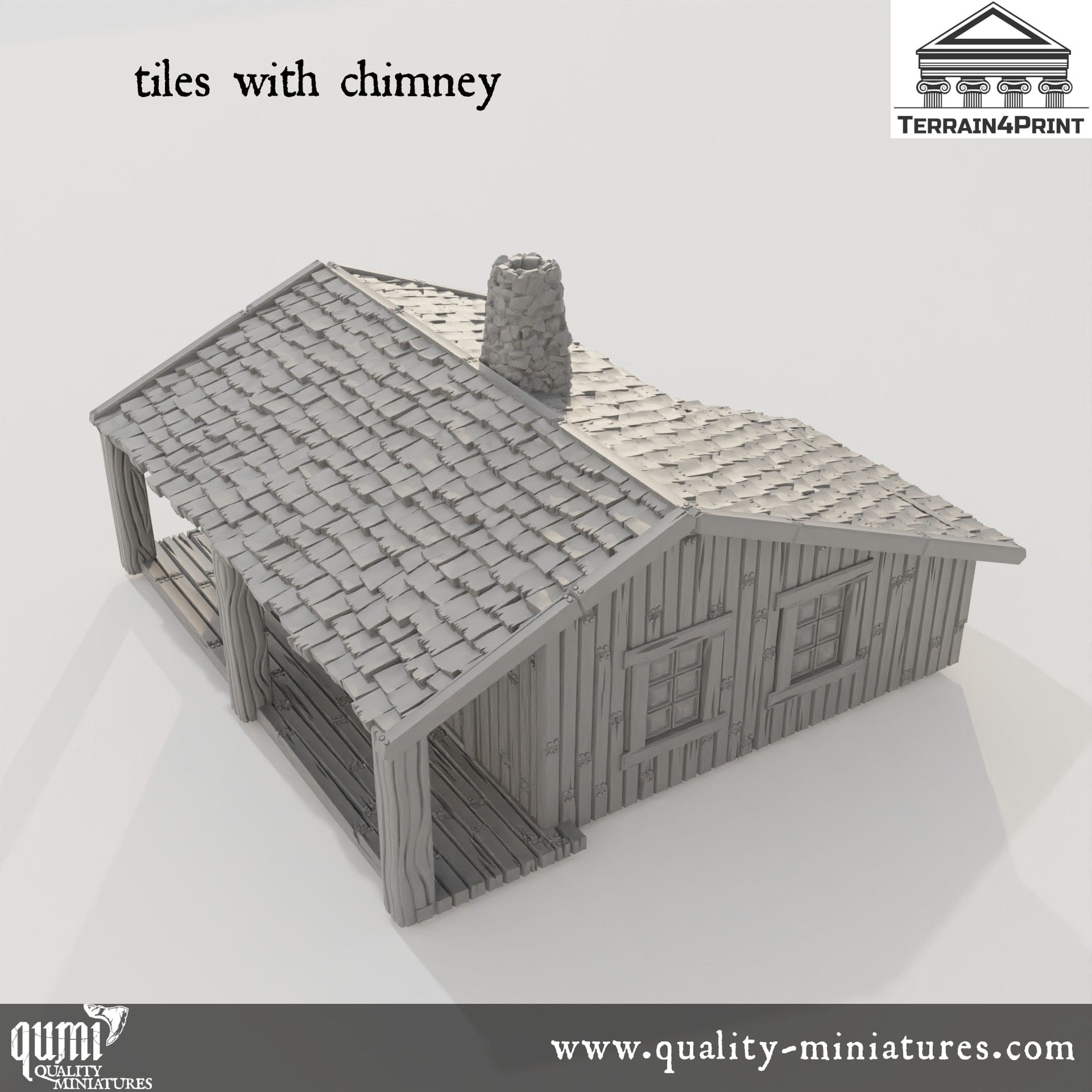 Big Cabin with Porch Hrimstead - Resin Print - Tabletop RPG Terrain - Terrain4Print - Qumi Quality Miniatures - Qumi Wargaming Mini Model Figure
