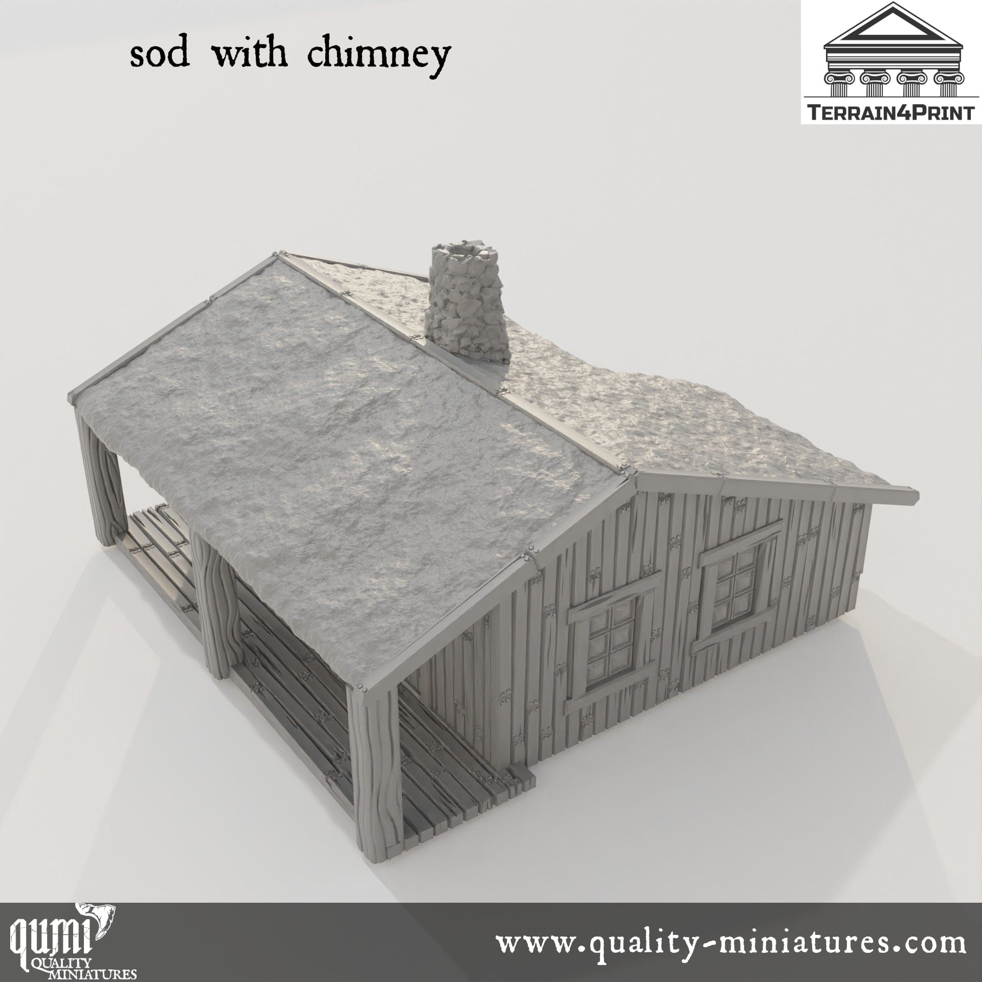 Big Cabin with Porch Hrimstead - Resin Print - Tabletop RPG Terrain - Terrain4Print - Qumi Quality Miniatures - Qumi Wargaming Mini Model Figure