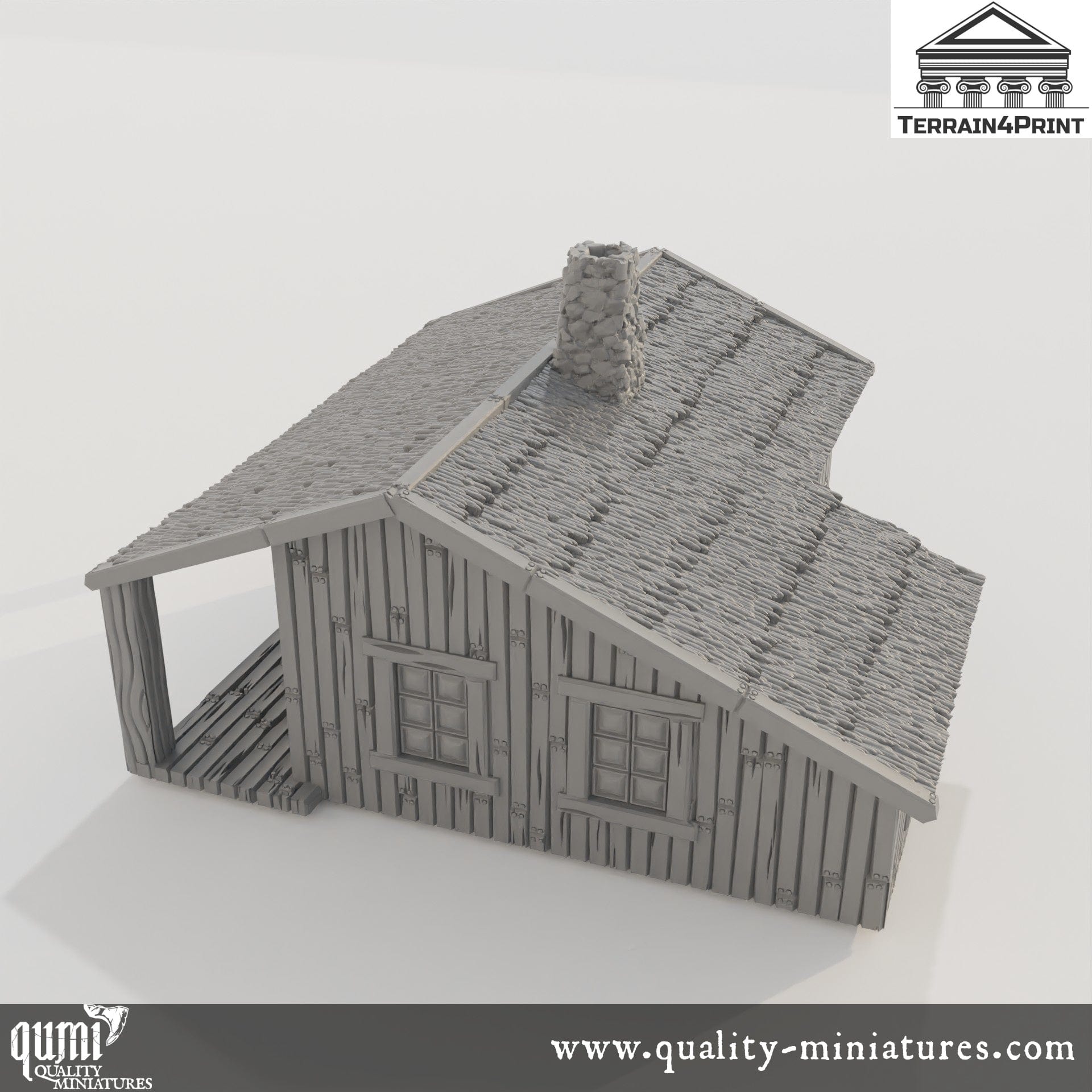 Big Cabin with Porch Hrimstead - Resin Print - Tabletop RPG Terrain - Terrain4Print - Qumi Quality Miniatures - Qumi Wargaming Mini Model Figure