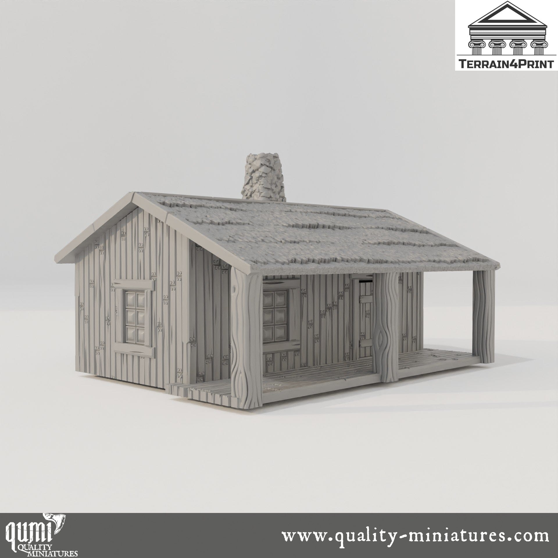 Big Cabin with Porch Hrimstead - Resin Print - Tabletop RPG Terrain - Terrain4Print - Qumi Quality Miniatures - Qumi Wargaming Mini Model Figure