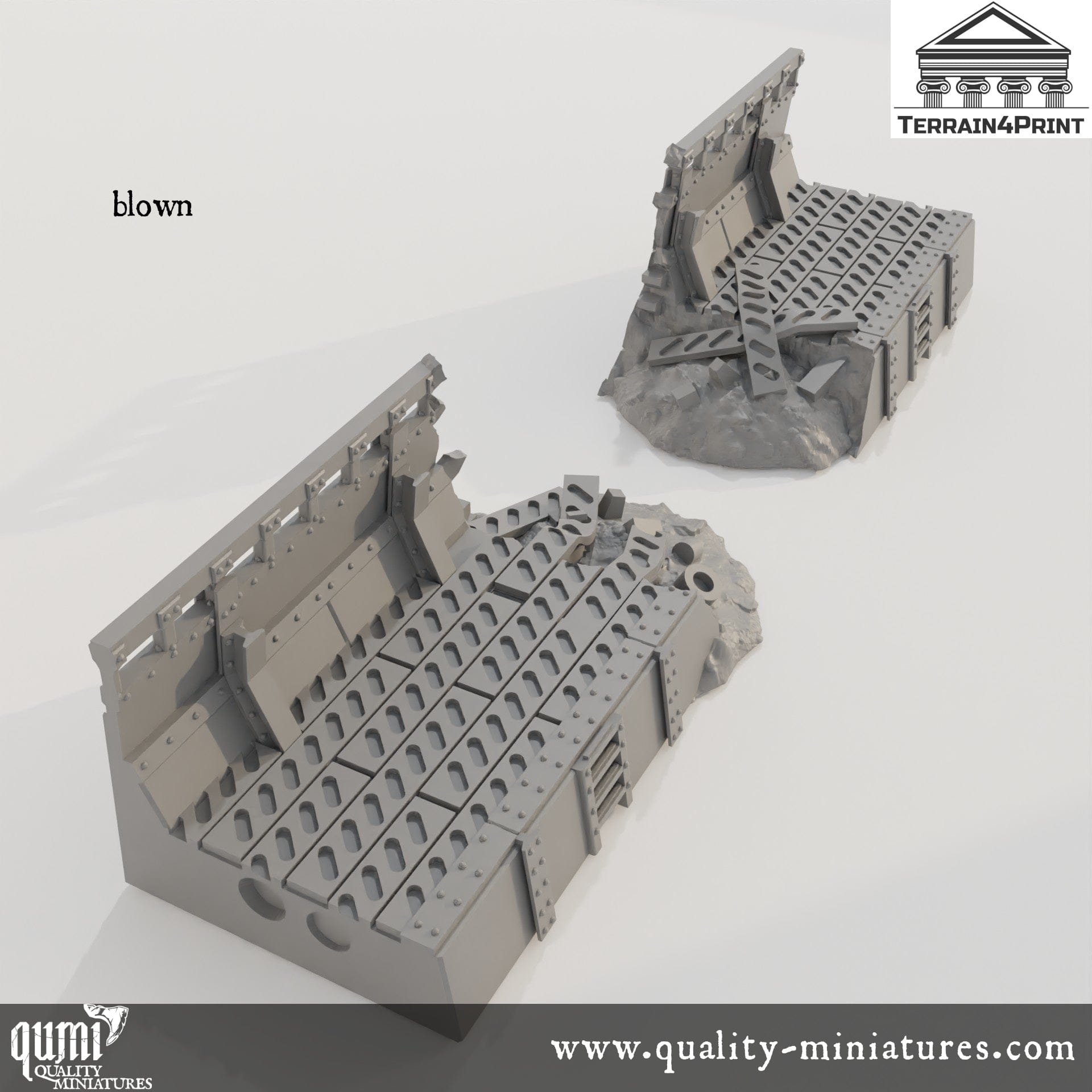 Scifi Barricades - Resin Print - Tabletop RPG Terrain - Terrain4Print - Qumi blown ( 2 pieces) Quality Miniatures - Qumi Wargaming Mini Model Figure