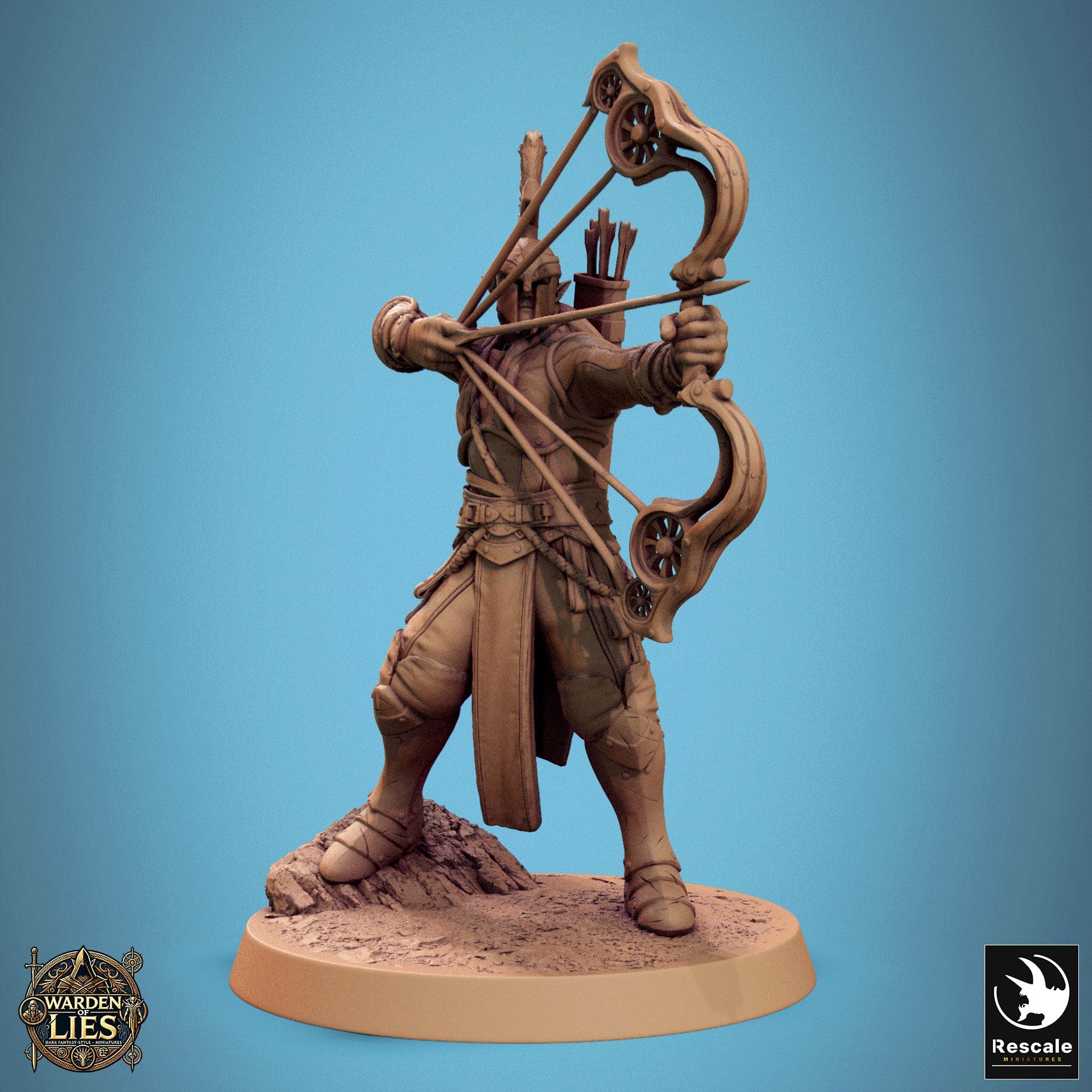 Tabletop RPG Miniature Moon Elf Sentinel 32mm Qumi Rescale Miniatures Bow Shoot Straight Bis Quality Miniatures - Qumi Wargaming Mini Model Figure