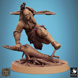 Fighter Moon Elf Tabletop Miniatures by Qumi, 3D printed resin tabletop miniature for RPGs, wargaming and painting
