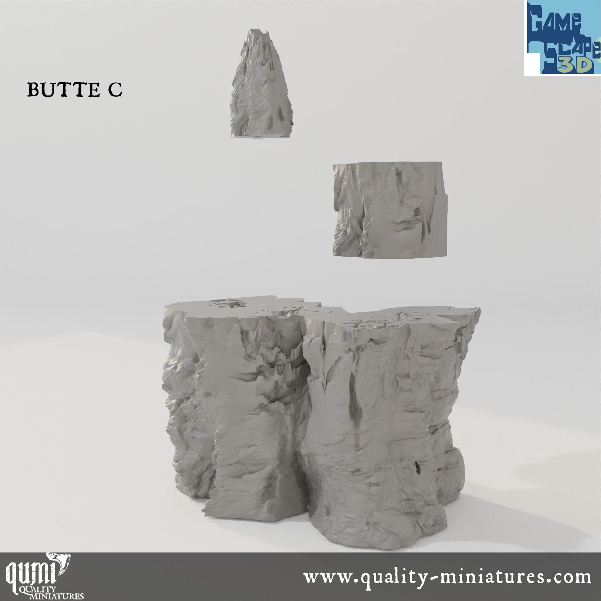 Buttes - Resin Print - Tabletop RPG Terrain - GameScape3D - Qumi Quality Miniatures - Qumi Wargaming Mini Model Figure