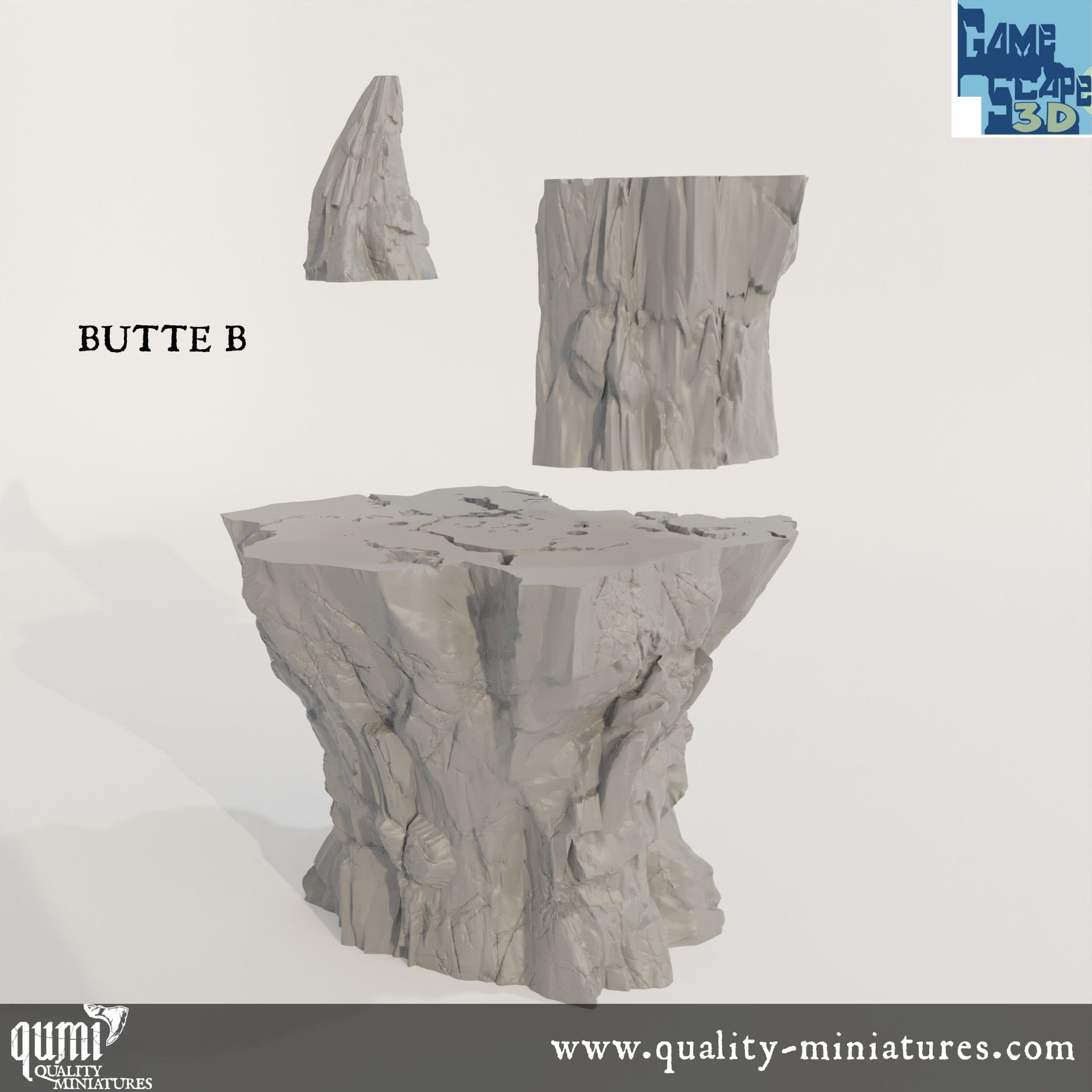 Buttes - Resin Print - Tabletop RPG Terrain - GameScape3D - Qumi Quality Miniatures - Qumi Wargaming Mini Model Figure