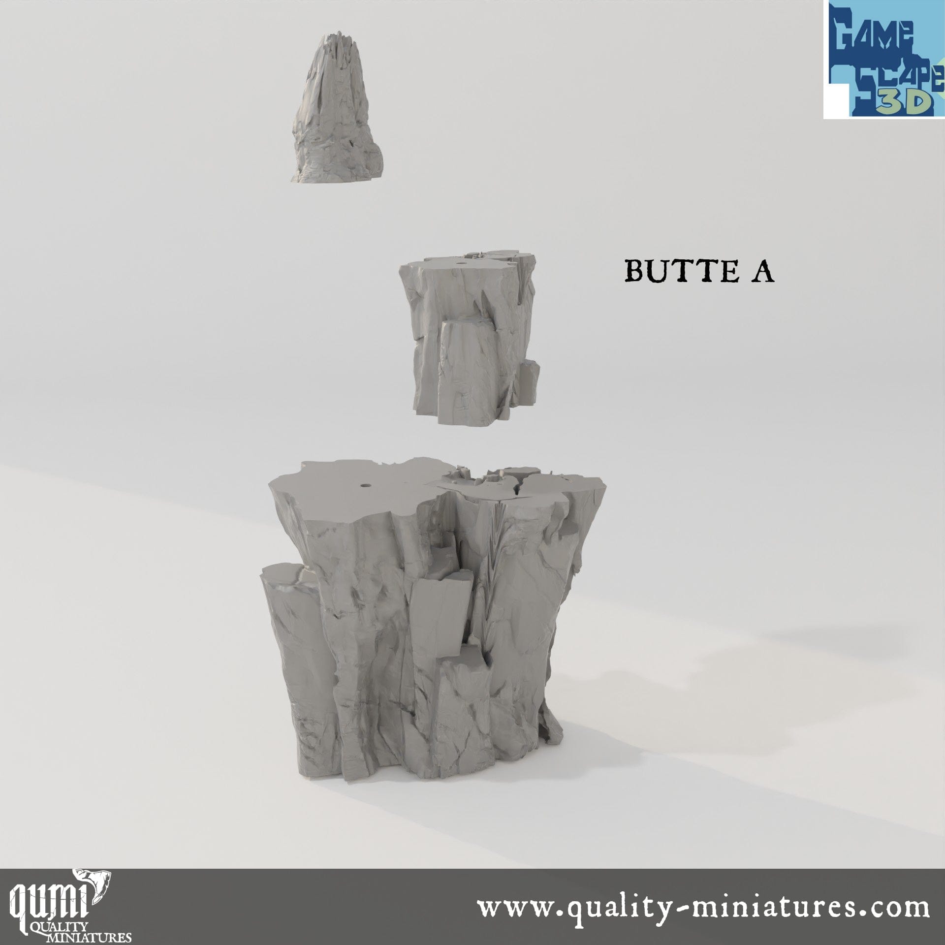 Buttes - Resin Print - Tabletop RPG Terrain - GameScape3D - Qumi Quality Miniatures - Qumi Wargaming Mini Model Figure