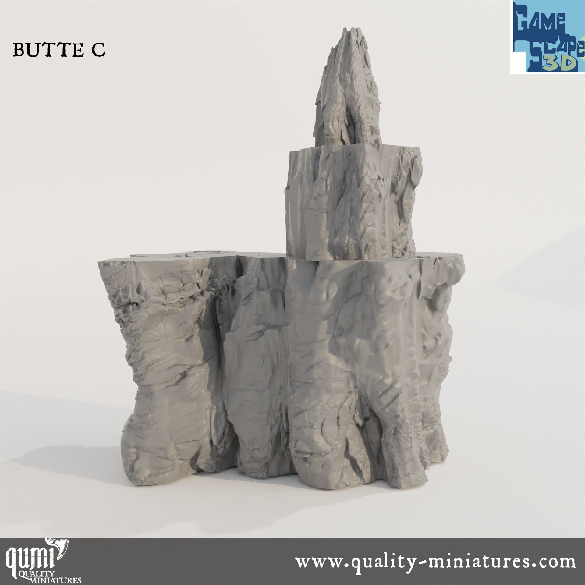 Buttes - Resin Print - Tabletop RPG Terrain - GameScape3D - Qumi C Quality Miniatures - Qumi Wargaming Mini Model Figure