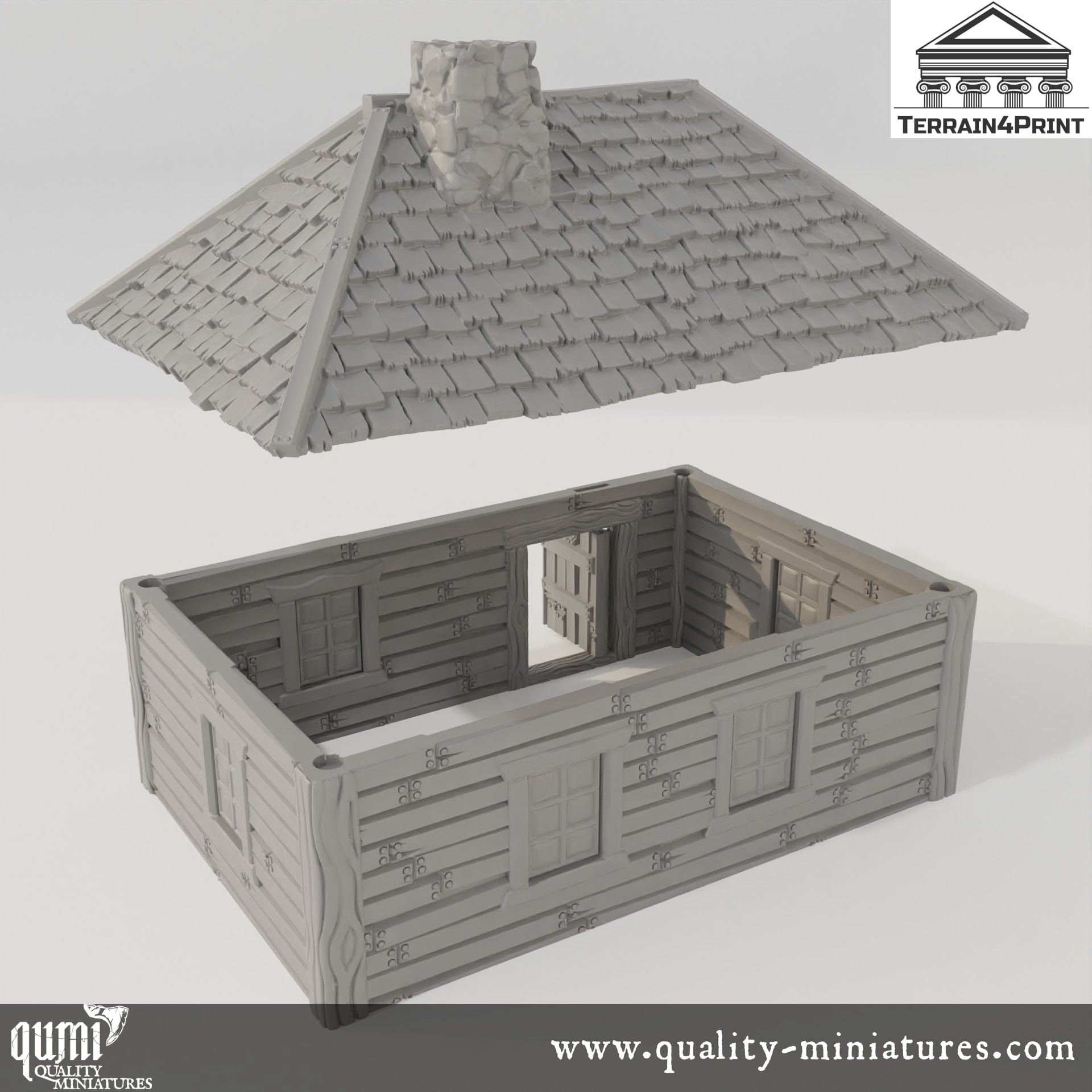 Cabin with Chimney Hrimstead - Resin Print - Tabletop RPG Terrain - Terrain4Print - Qumi Quality Miniatures - Qumi Wargaming Mini Model Figure