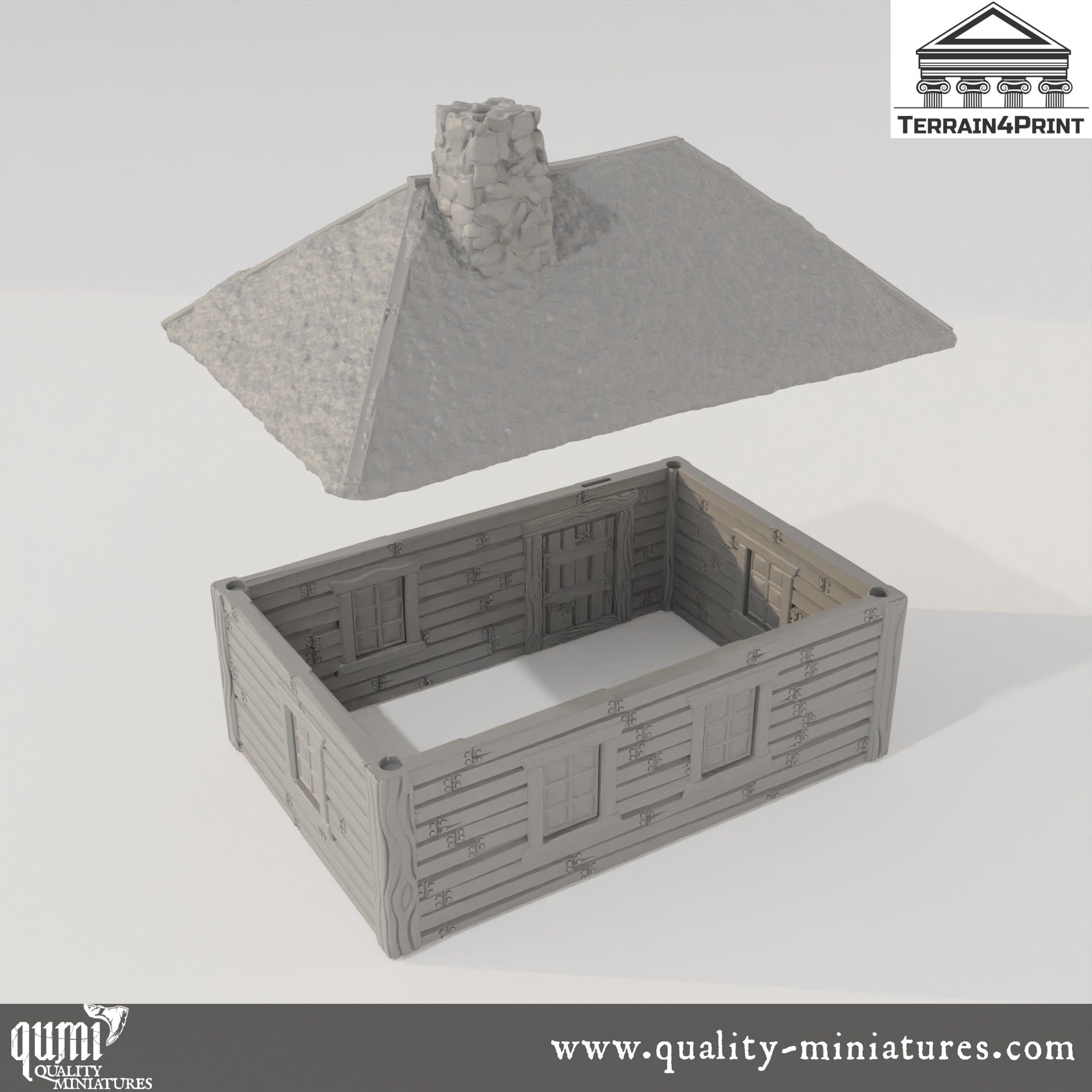 Cabin with Chimney Hrimstead - Resin Print - Tabletop RPG Terrain - Terrain4Print - Qumi Quality Miniatures - Qumi Wargaming Mini Model Figure