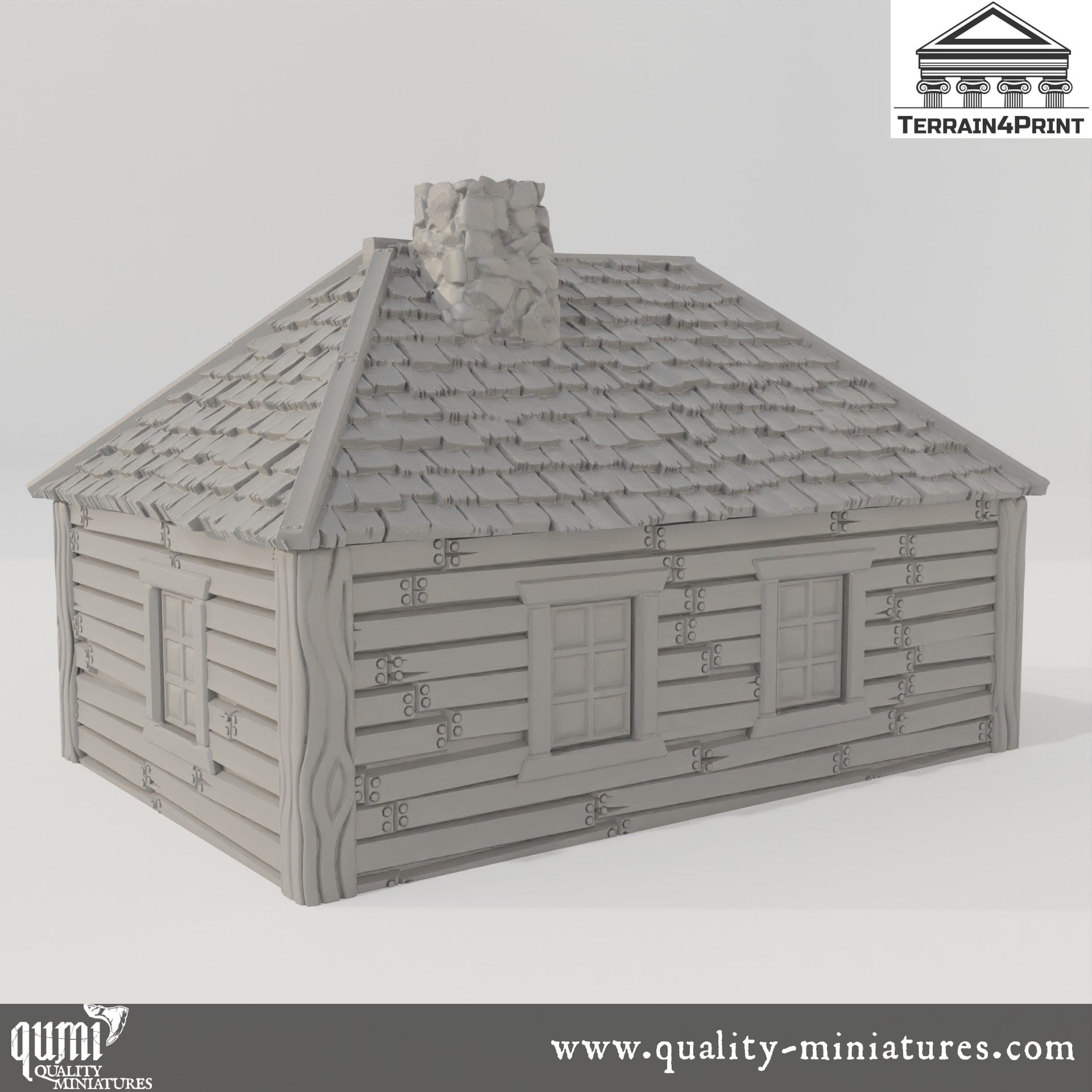 Cabin with Chimney Hrimstead - Resin Print - Tabletop RPG Terrain - Terrain4Print - Qumi Quality Miniatures - Qumi Wargaming Mini Model Figure