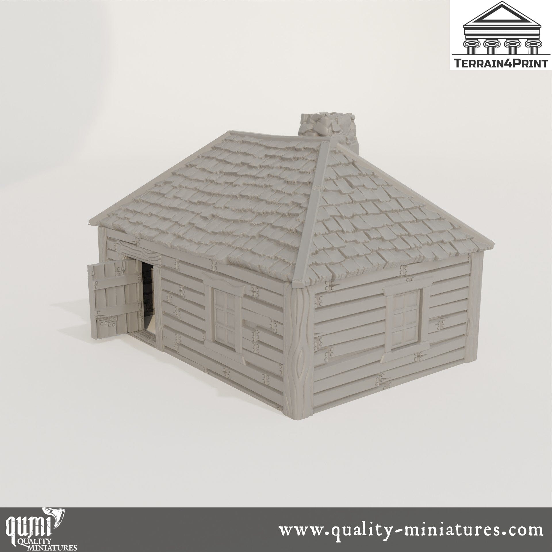 Cabin with Chimney Hrimstead - Resin Print - Tabletop RPG Terrain - Terrain4Print - Qumi Quality Miniatures - Qumi Wargaming Mini Model Figure