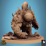 Side profile view of the 32mm scale Gutspawn monster showing spiked armor and chains