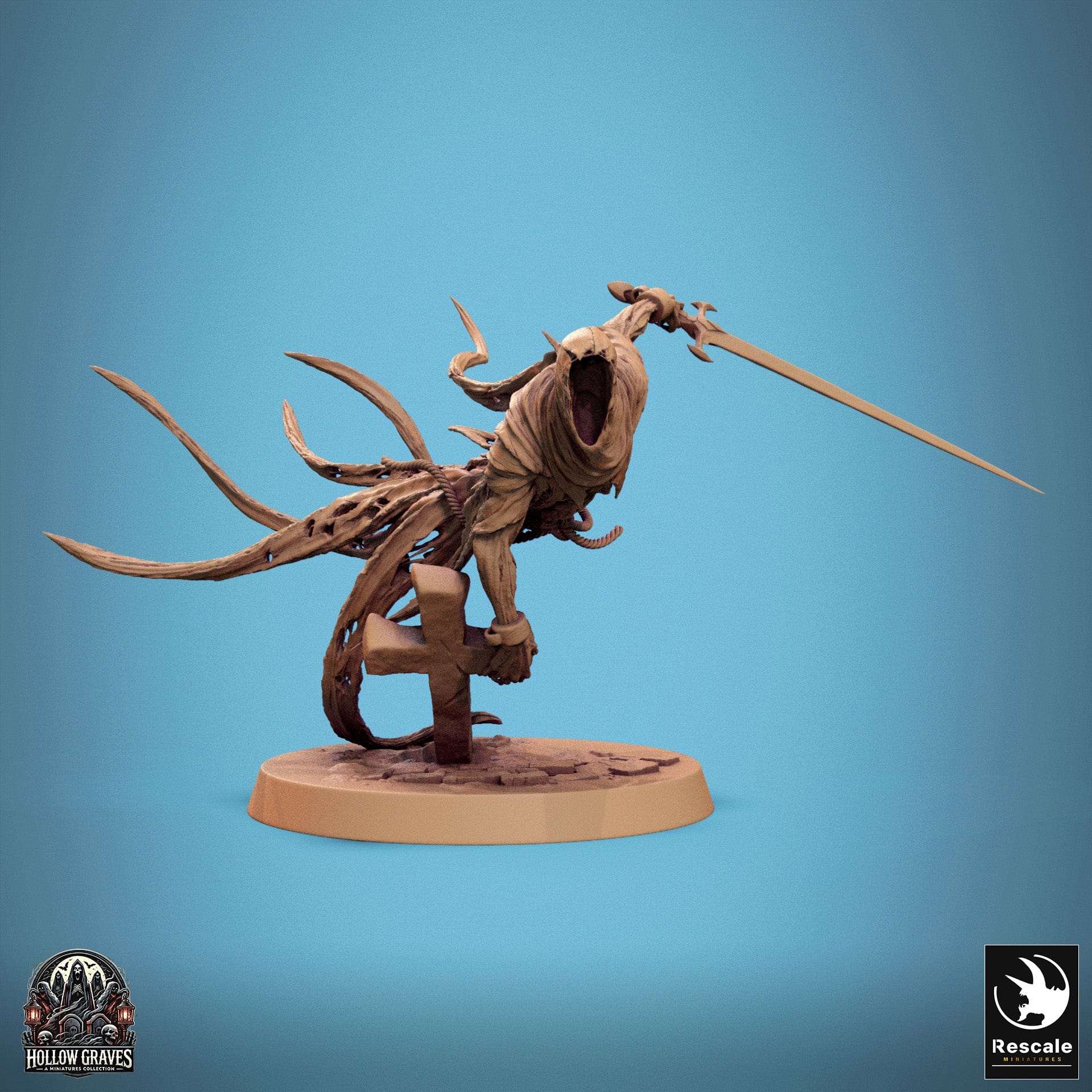 Tabletop RPG Miniature Death Ghost - 32mm Qumi Rescale Miniatures Charge Heavy / With Sword Quality Miniatures - Qumi Wargaming Mini Model Figure