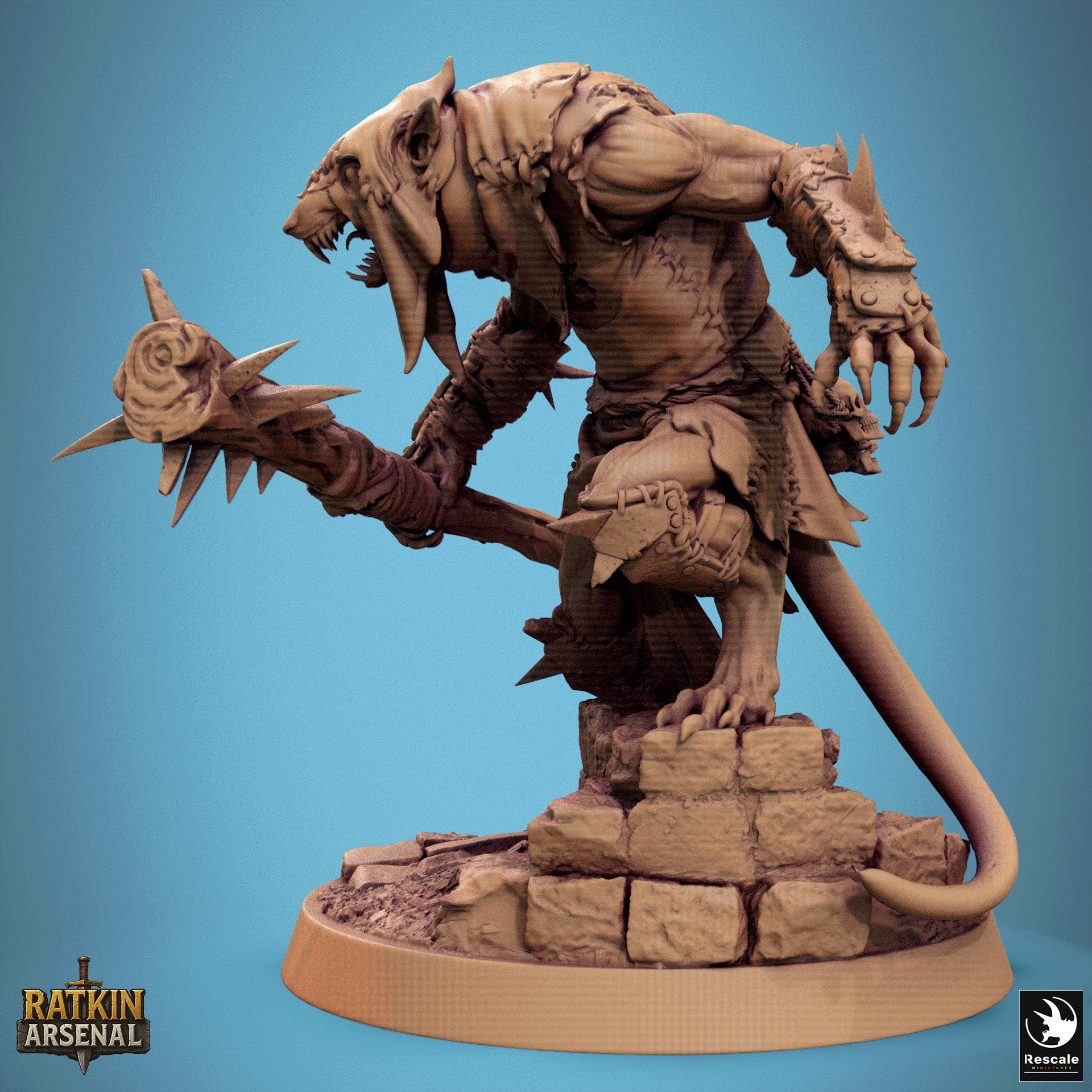 Fantasy Humanoid Rat Folk Soldiers 32mm Rescale Miniatures Charge Mace Quality Miniatures - Qumi Wargaming Mini Model Figure