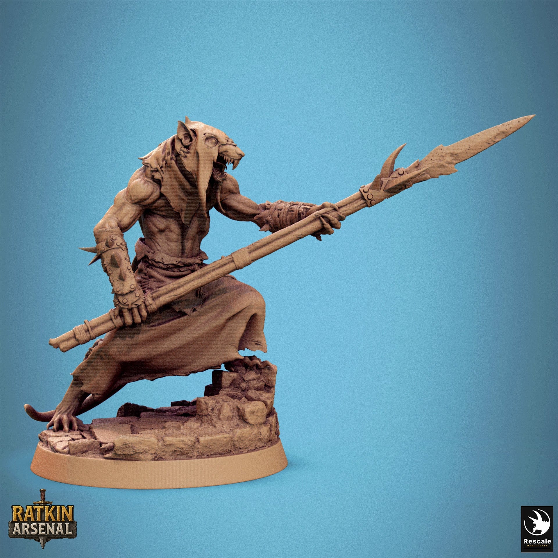 Fantasy Humanoid Rat Folk Soldiers 32mm Rescale Miniatures Charge Spear Quality Miniatures - Qumi Wargaming Mini Model Figure