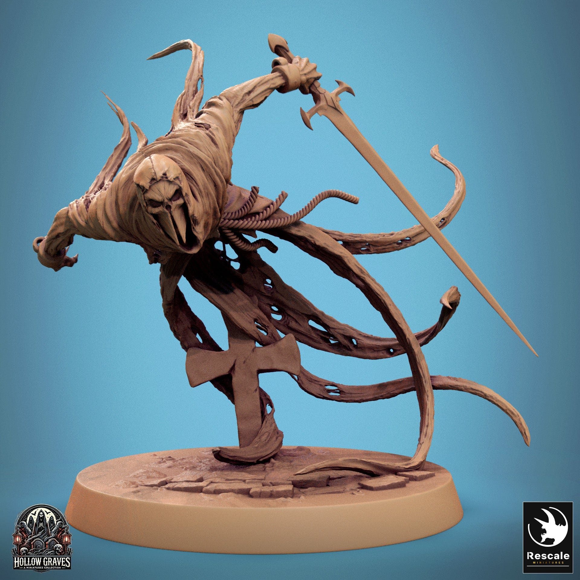 Tabletop RPG Miniature Masked Ghost - 32mm Qumi Rescale Miniatures Charge / With Sword Quality Miniatures - Qumi Wargaming Mini Model Figure