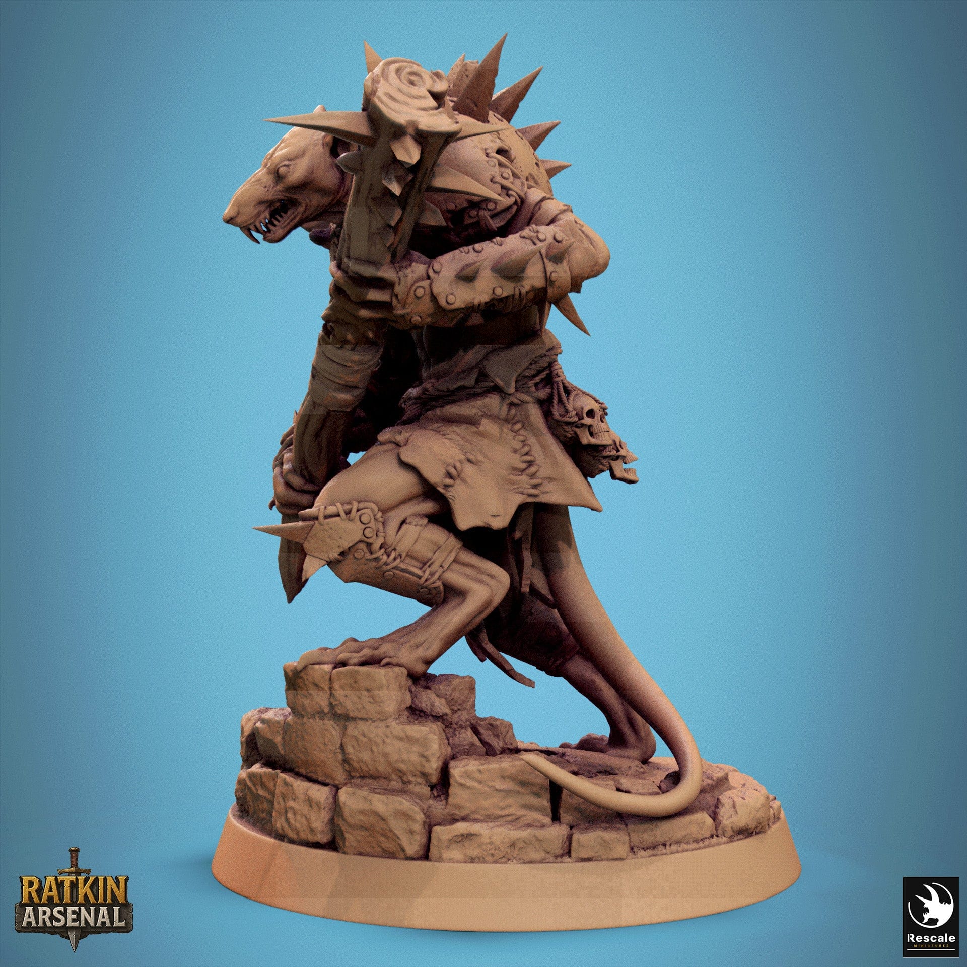 Fantasy Humanoid Rat Folk Soldiers 32mm Rescale Miniatures Chief Mace Quality Miniatures - Qumi Wargaming Mini Model Figure