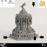 Front view of the fully assembled Corrupted Chalice featuring praying figures and candle details.