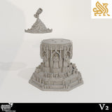 Two-part gothic terrain model showing the chalice top separated from the base.