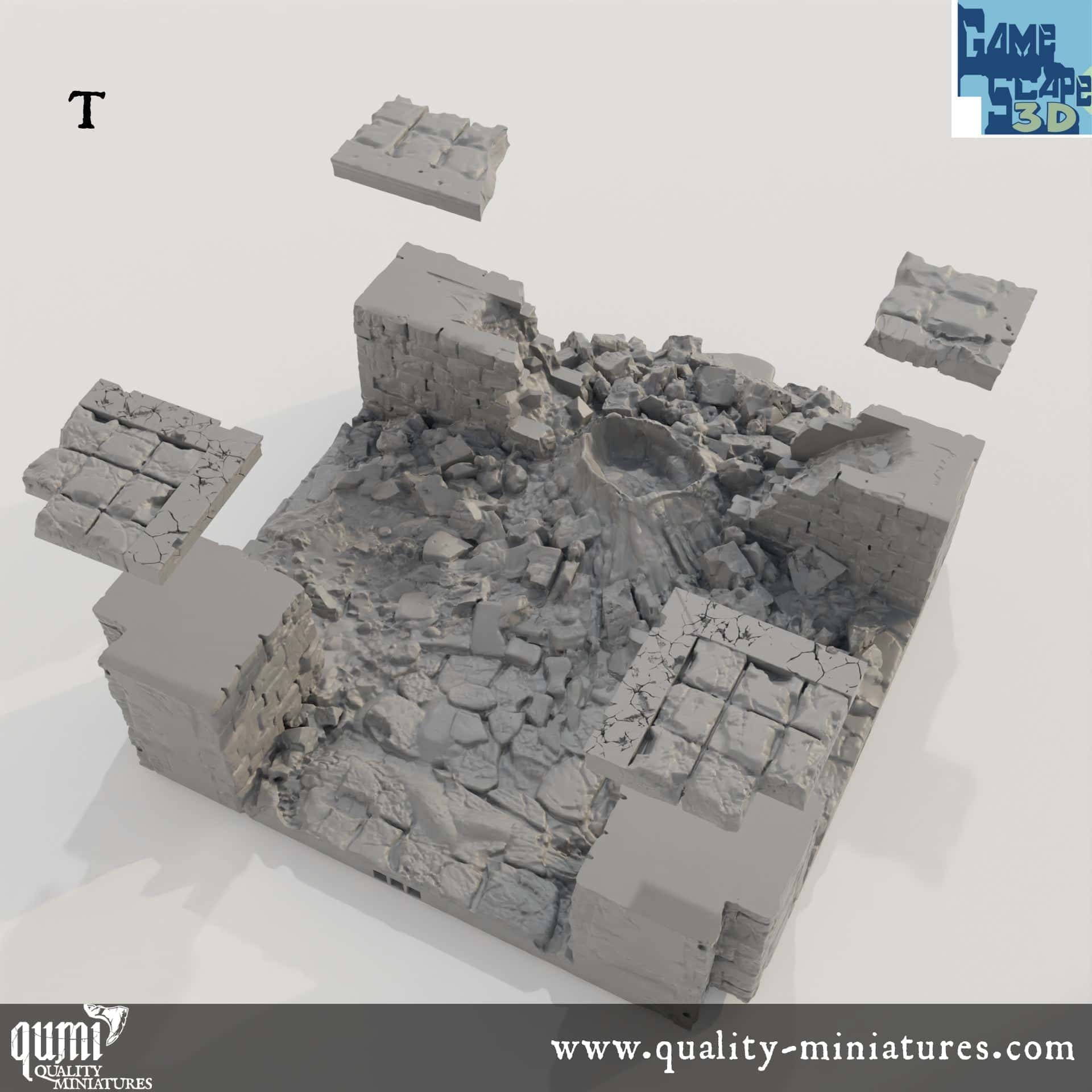 Crater Roads - Lost City - Resin Print - Tabletop RPG Terrain - GameScape3D - Qumi Quality Miniatures - Qumi Wargaming Mini Model Figure