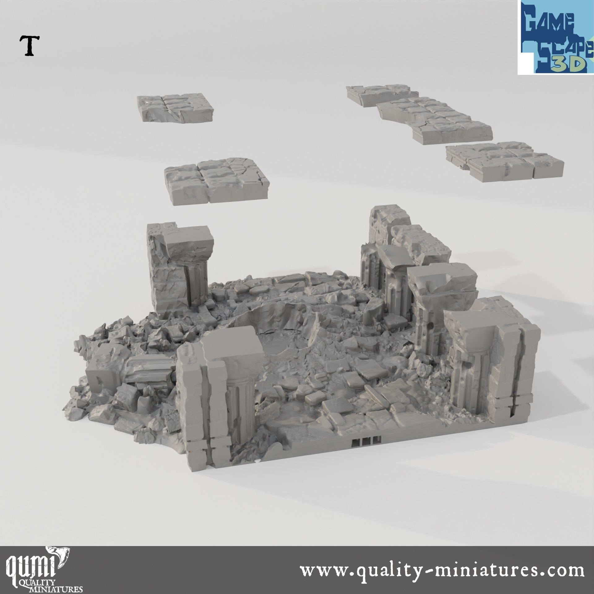 Crater Roads - Lost City - Resin Print - Tabletop RPG Terrain - GameScape3D - Qumi Quality Miniatures - Qumi Wargaming Mini Model Figure