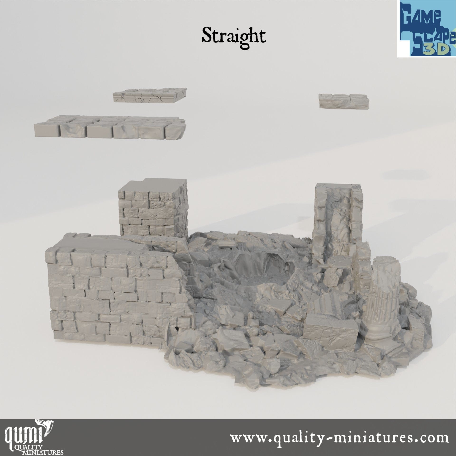 Crater Roads - Lost City - Resin Print - Tabletop RPG Terrain - GameScape3D - Qumi Quality Miniatures - Qumi Wargaming Mini Model Figure