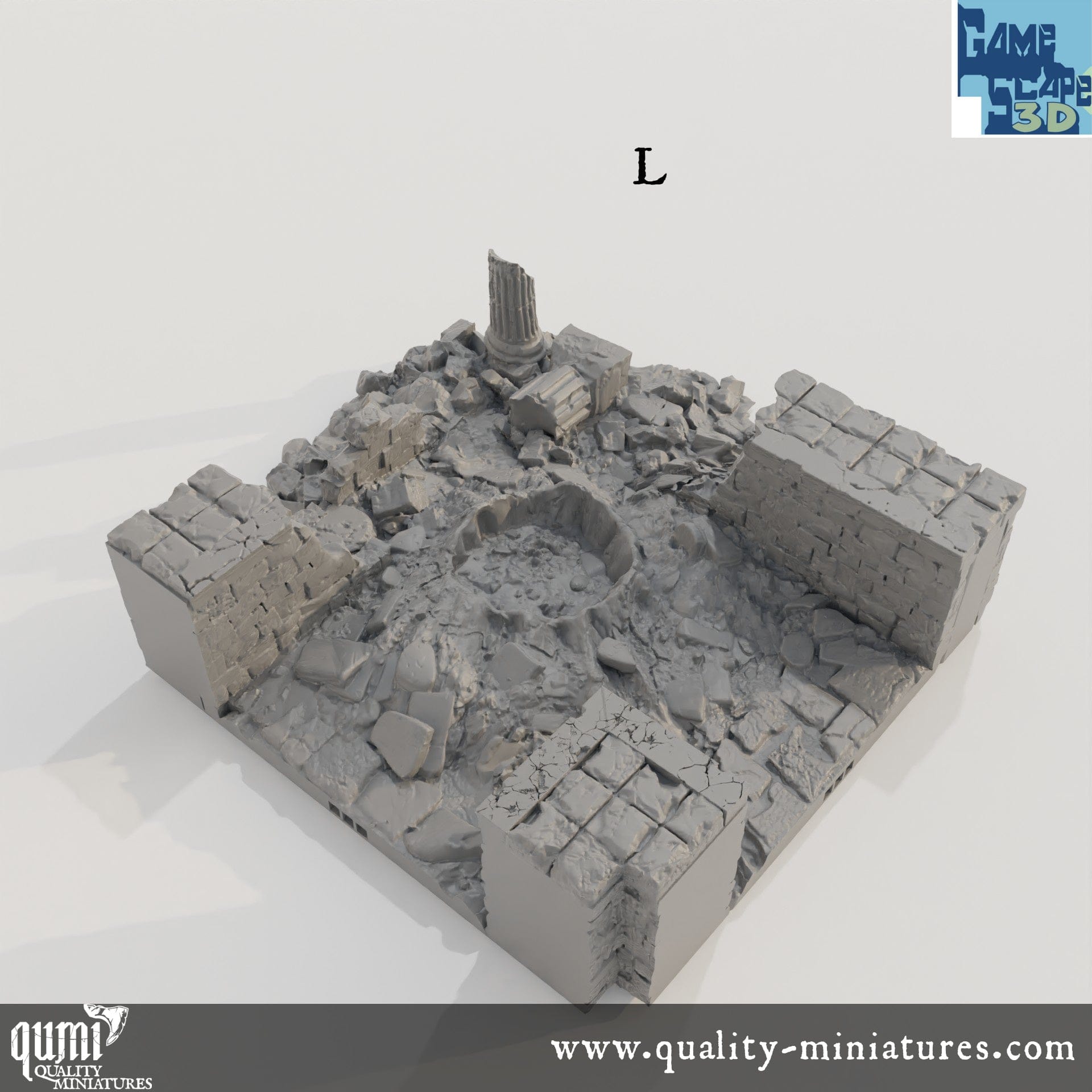 Crater Roads - Lost City - Resin Print - Tabletop RPG Terrain - GameScape3D - Qumi Quality Miniatures - Qumi Wargaming Mini Model Figure