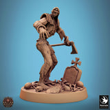 Undead Axe Fighter Tabletop Miniature - Zombies by Qumi, 3D printed resin tabletop miniature for RPGs, wargaming and painting