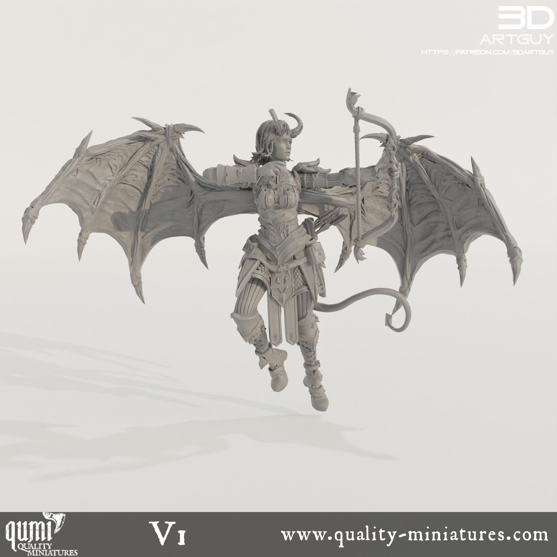 Tabletop RPG Miniature Succubus Ranger - Qumi custom scale 1 - 42mm head to toe / V1 Quality Miniatures - Qumi Wargaming Mini Model Figure