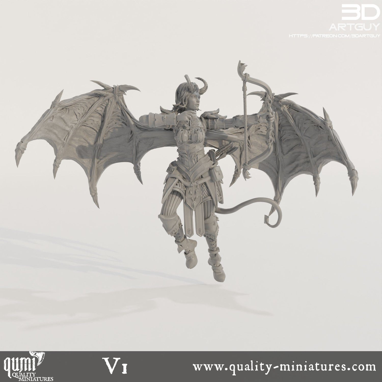 Humanoid Ranger Tabletop Miniature - Succubus Ranger by Qumi, 3D printed resin tabletop miniature for RPGs, wargaming and painting