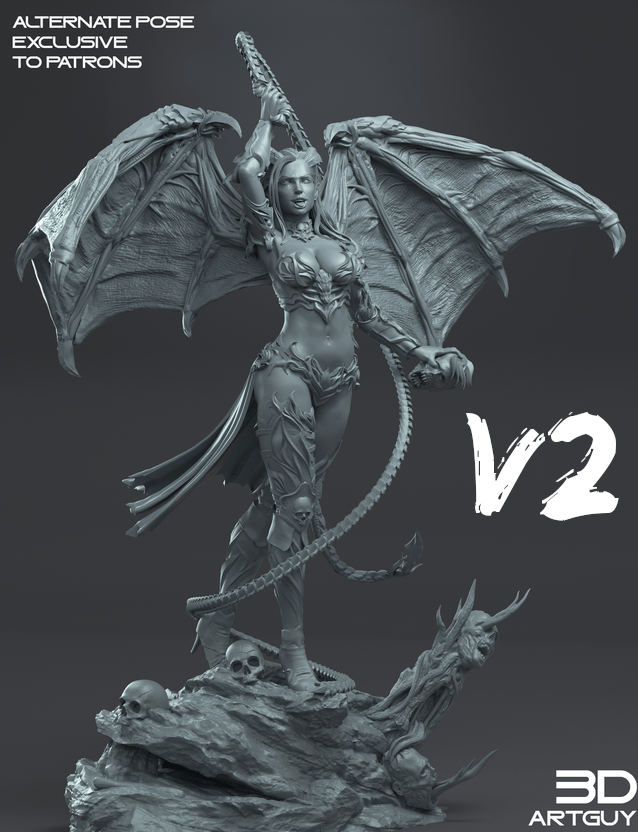 Tabletop RPG Miniature Succubus Qumi 3D Art Guy custom scale 1 - 60mm total size / V2 Quality Miniatures - Qumi Wargaming Mini Model Figure