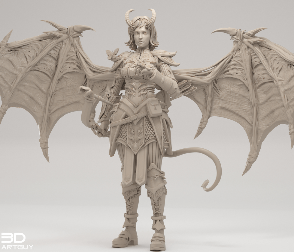 Tabletop RPG Miniature Succubus Ranger - Qumi custom scale 2 - 60mm total size / V3 Quality Miniatures - Qumi Wargaming Mini Model Figure