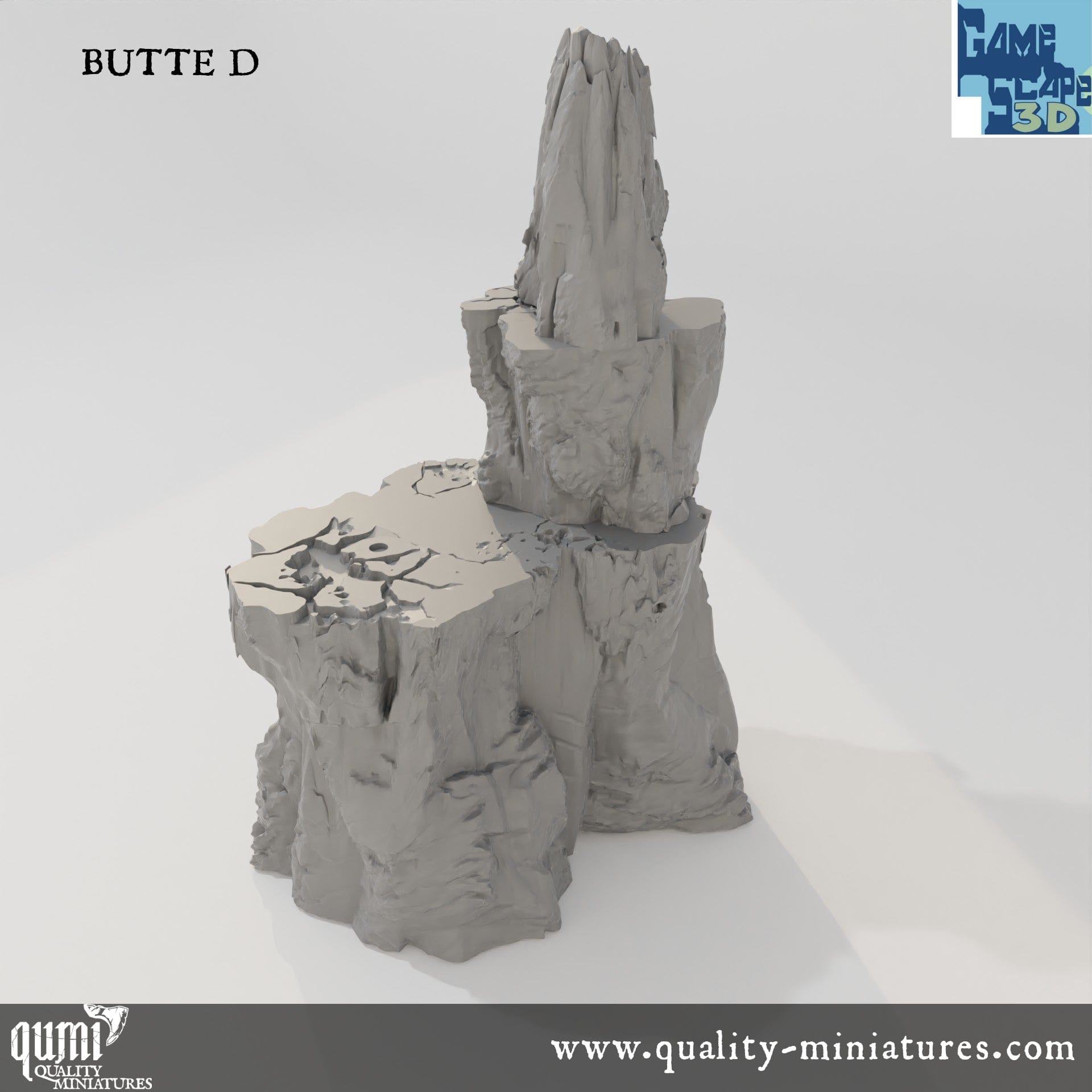 Buttes - Resin Print - Tabletop RPG Terrain - GameScape3D - Qumi D Quality Miniatures - Qumi Wargaming Mini Model Figure