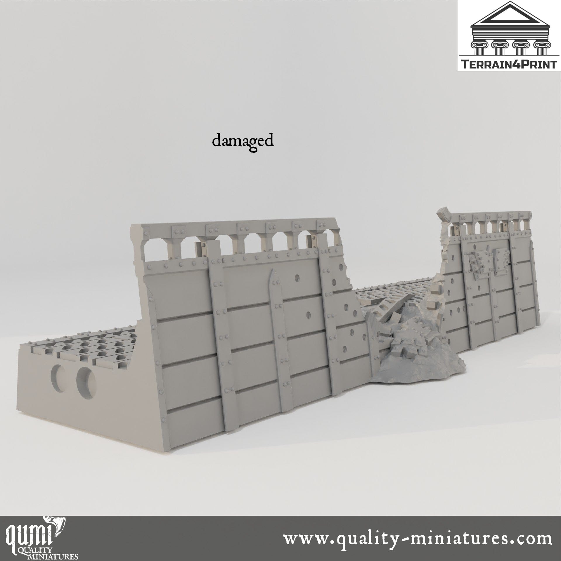 Scifi Barricades - Resin Print - Tabletop RPG Terrain - Terrain4Print - Qumi damaged Quality Miniatures - Qumi Wargaming Mini Model Figure