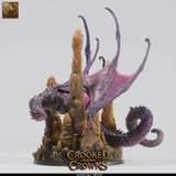 Full body view of the deep dragon perched on a craggy 75mm cavern base