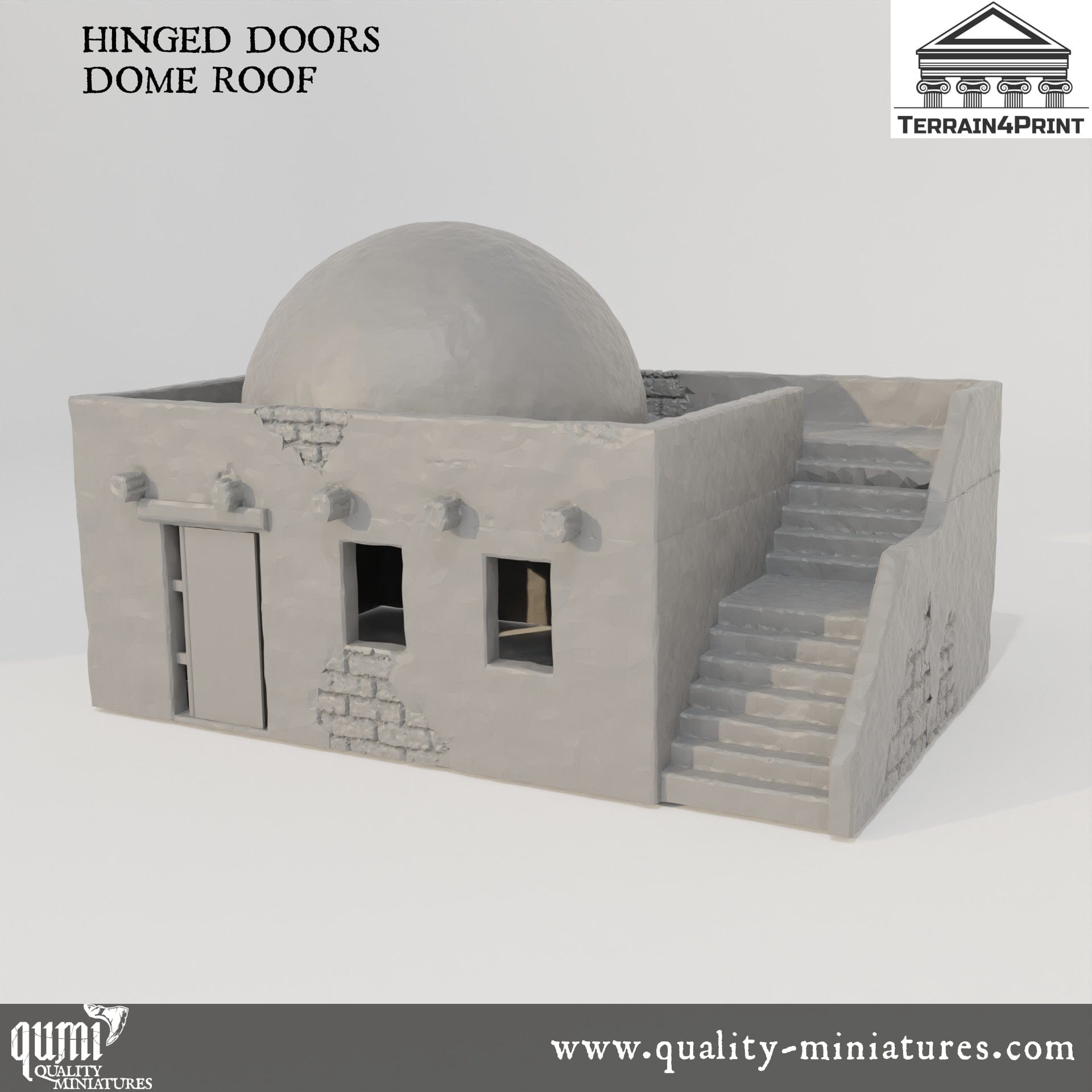 Arabic House 1 - Arabic Village - Resin Print - Tabletop RPG Terrain - Terrain4Print - Qumi domed / hinged doors Quality Miniatures - Qumi Wargaming Mini Model Figure