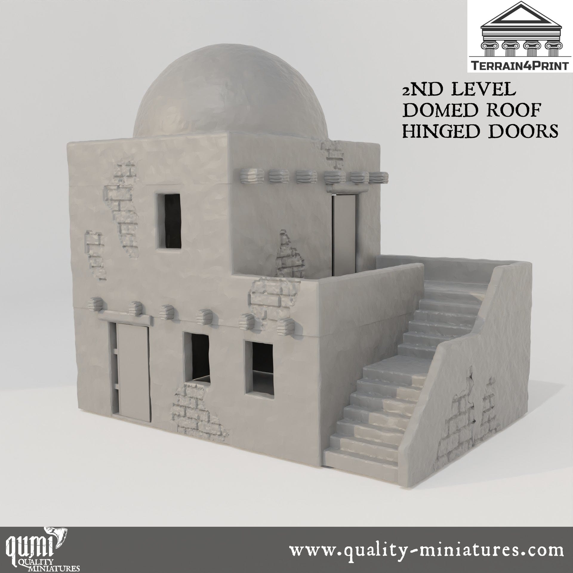 Arabic House 2 - Arabic Village - Resin Print - Tabletop RPG Terrain - Terrain4Print - Qumi domed / hinged doors Quality Miniatures - Qumi Wargaming Mini Model Figure